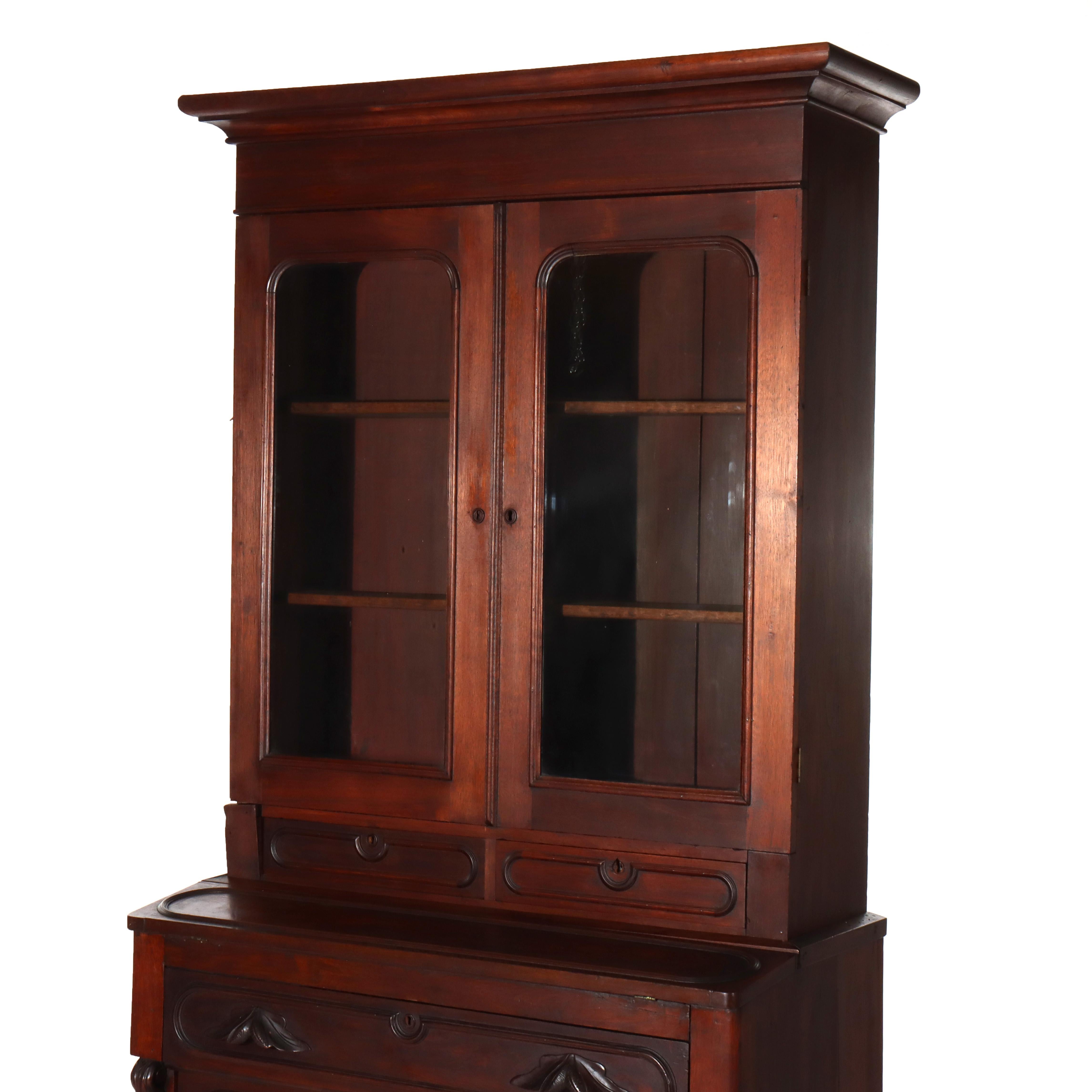 Ancien bureau secrétaire victorien en noyer Eastlake C1880 en vente 2