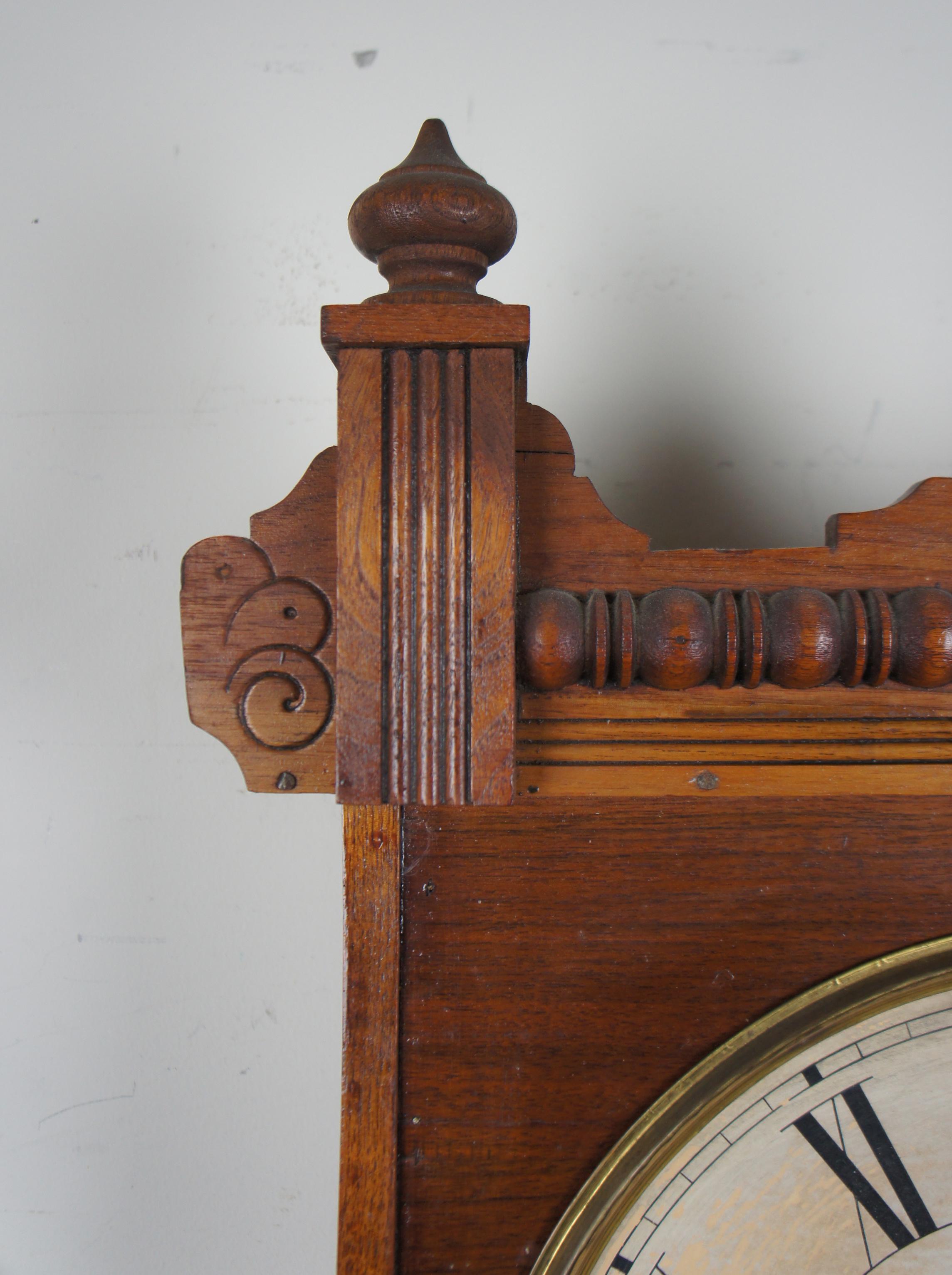 Late 19th Century Antique Waterbury Clock Co. Cambridge Model Clock Eastlake Victorian Walnut 39