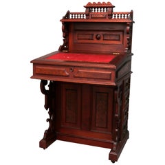 Antique Eastlake Walnut and Burl Davenport Desk, 19th Century