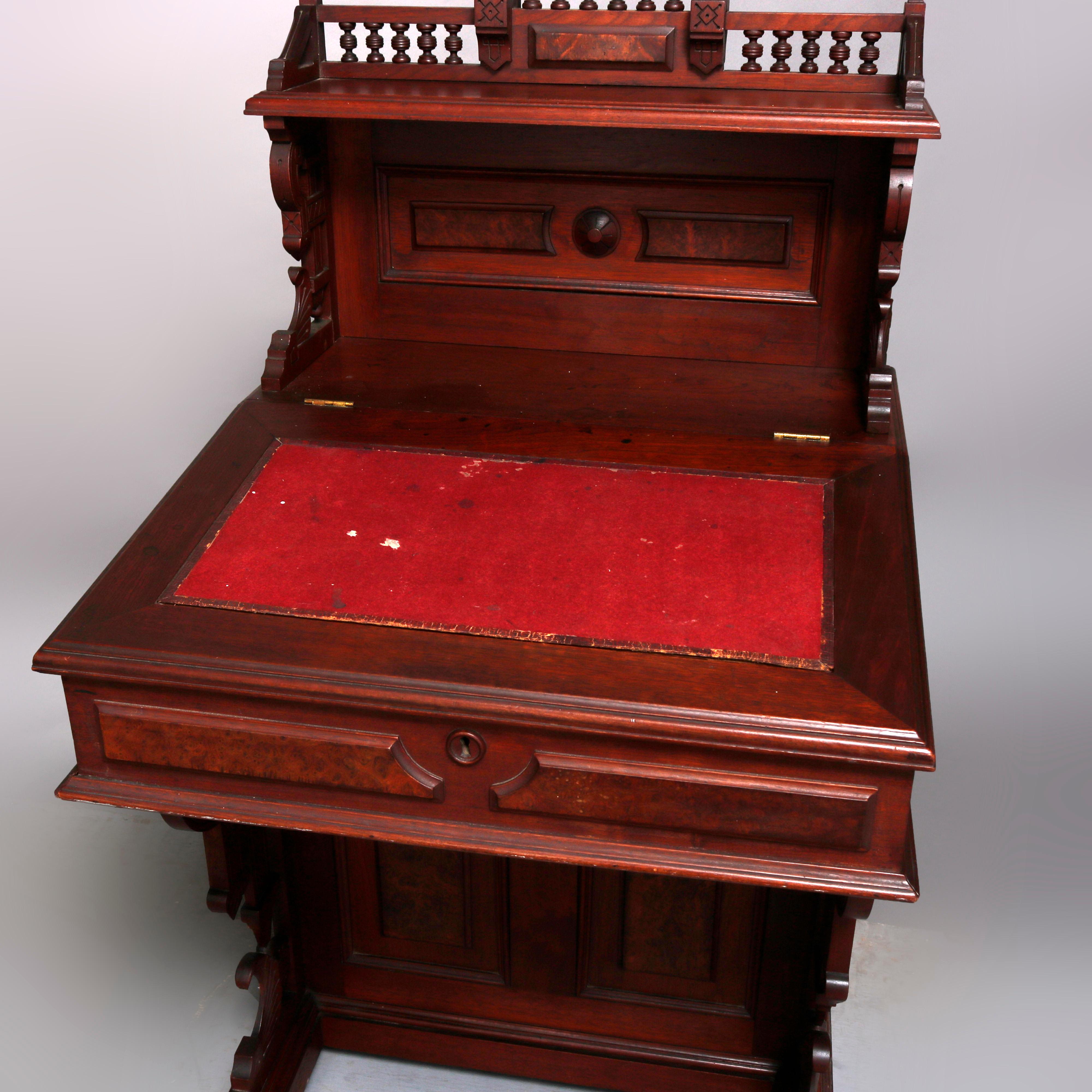 Antique Eastlake Walnut and Burl Davenport Desk, 19th Century 7