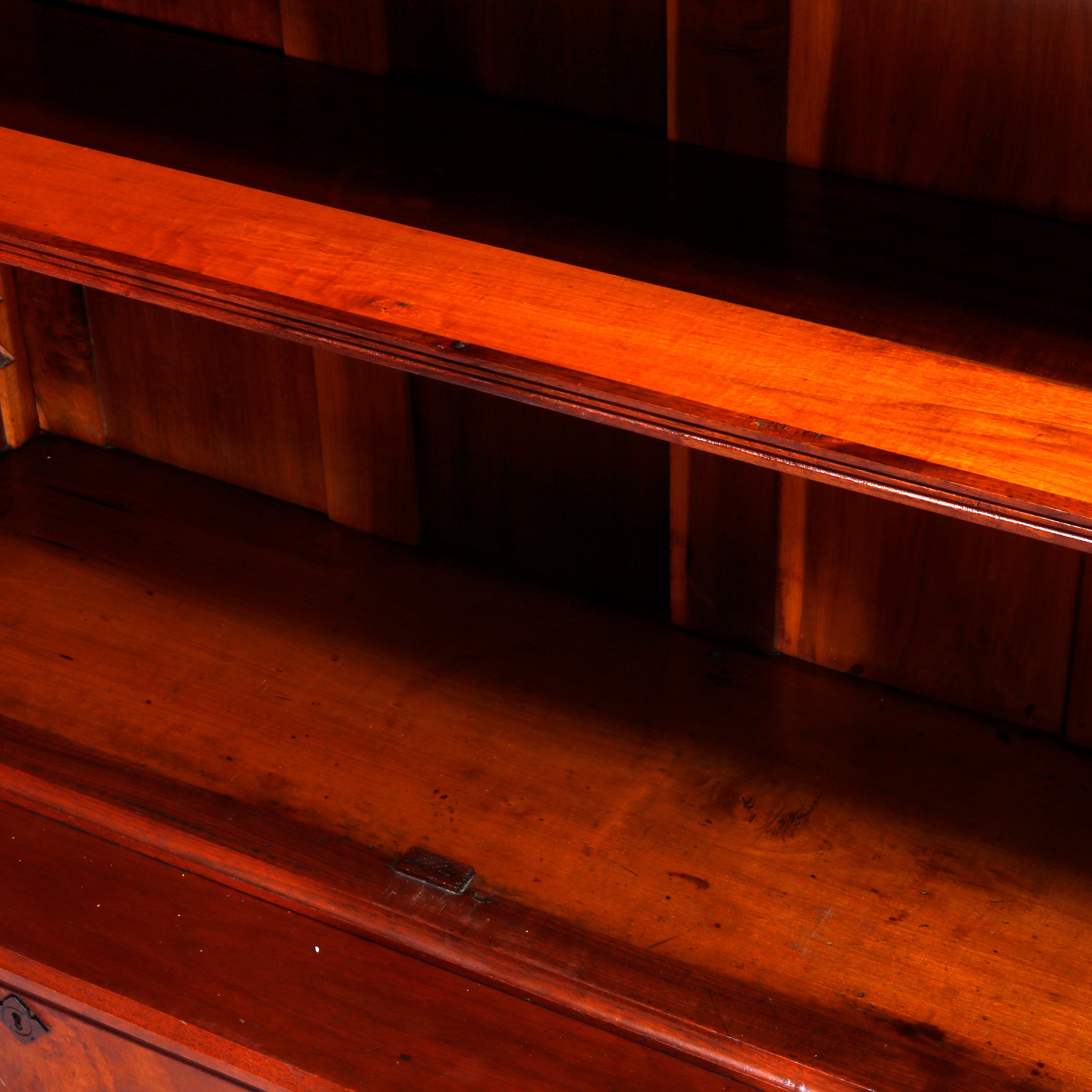 Antique Eastlake Walnut & Burl Double Door Bookcase Circa 1890 9
