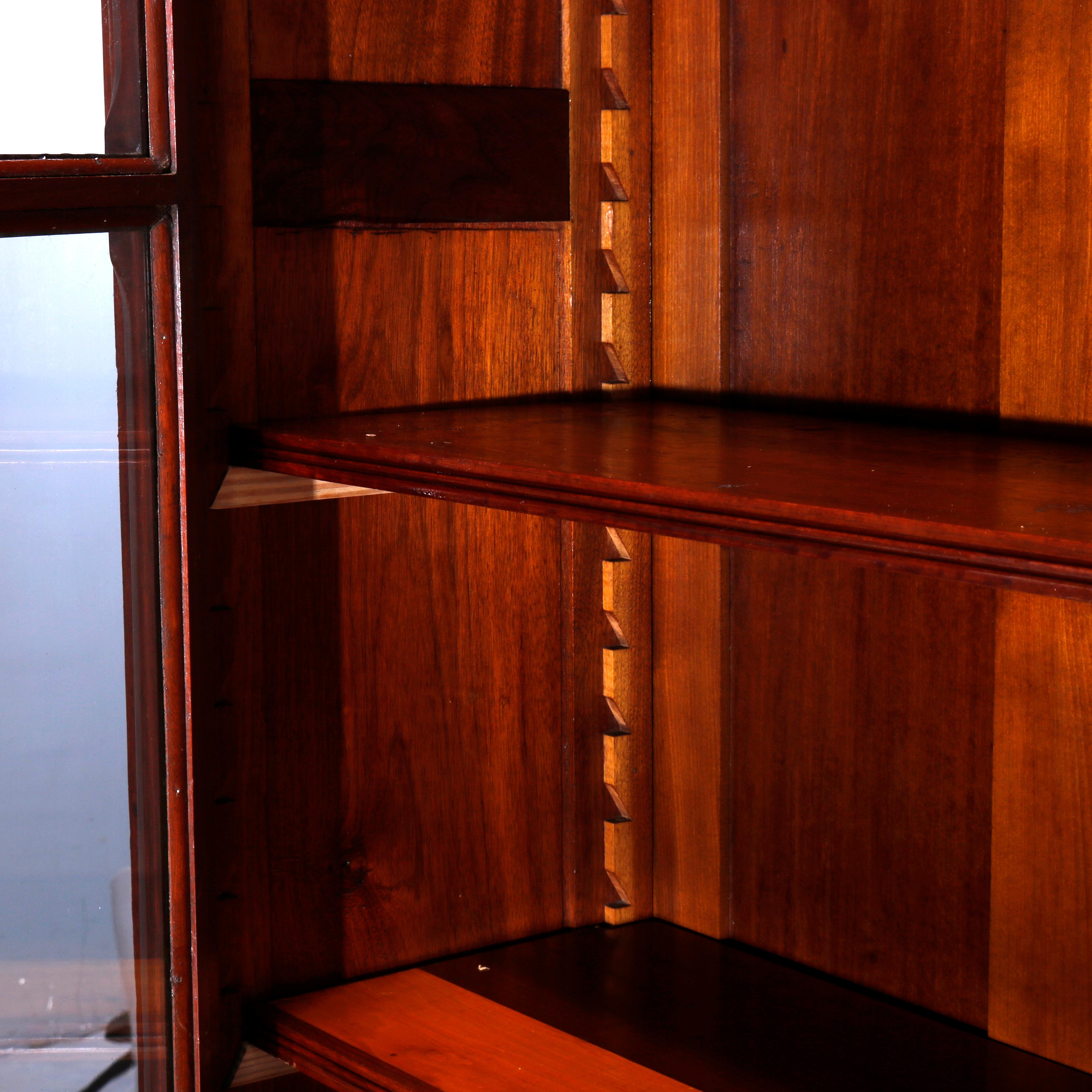 Antique Eastlake Walnut & Burl Double Door Bookcase Circa 1890 10