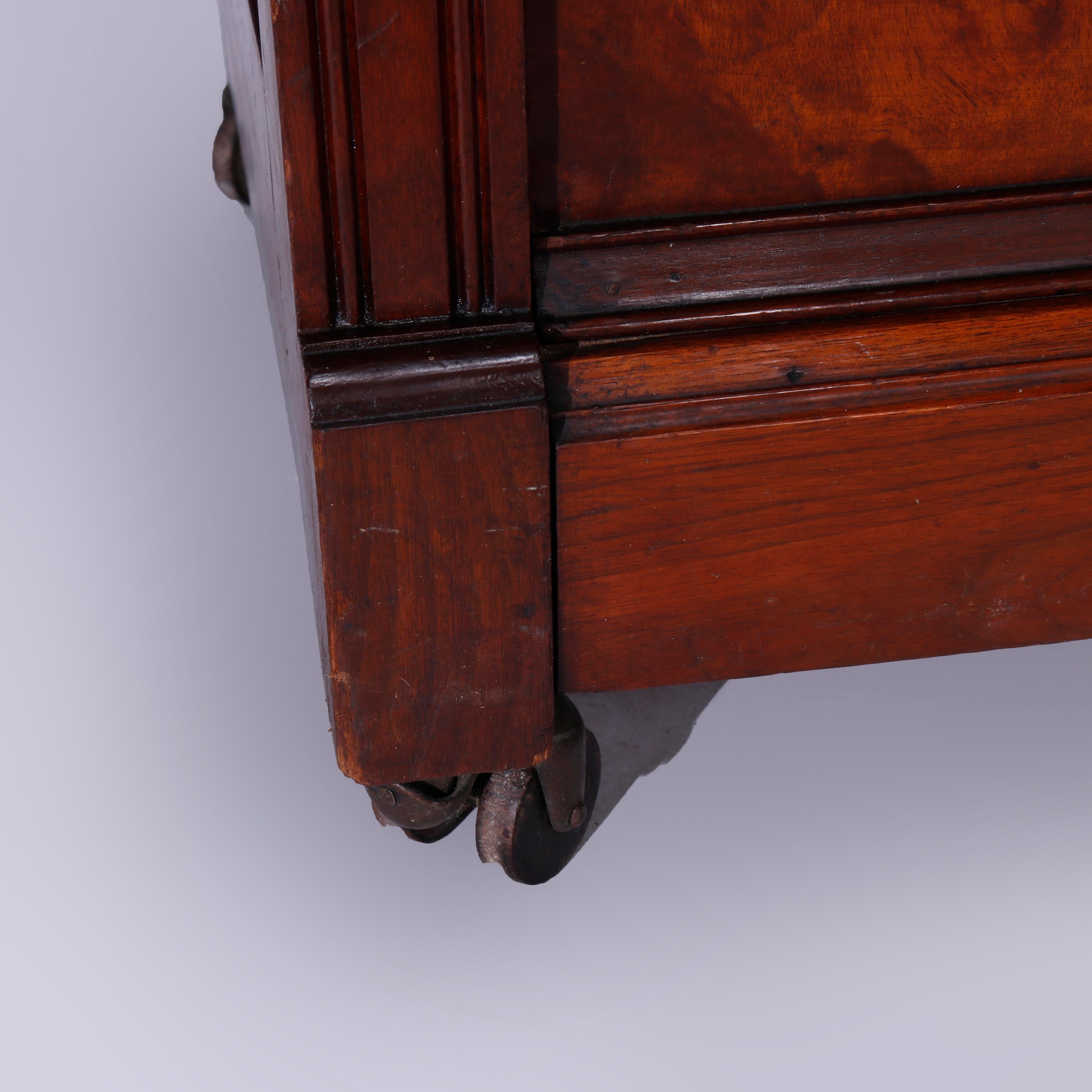 Antique Eastlake Walnut & Burl Double Door Bookcase Circa 1890 12