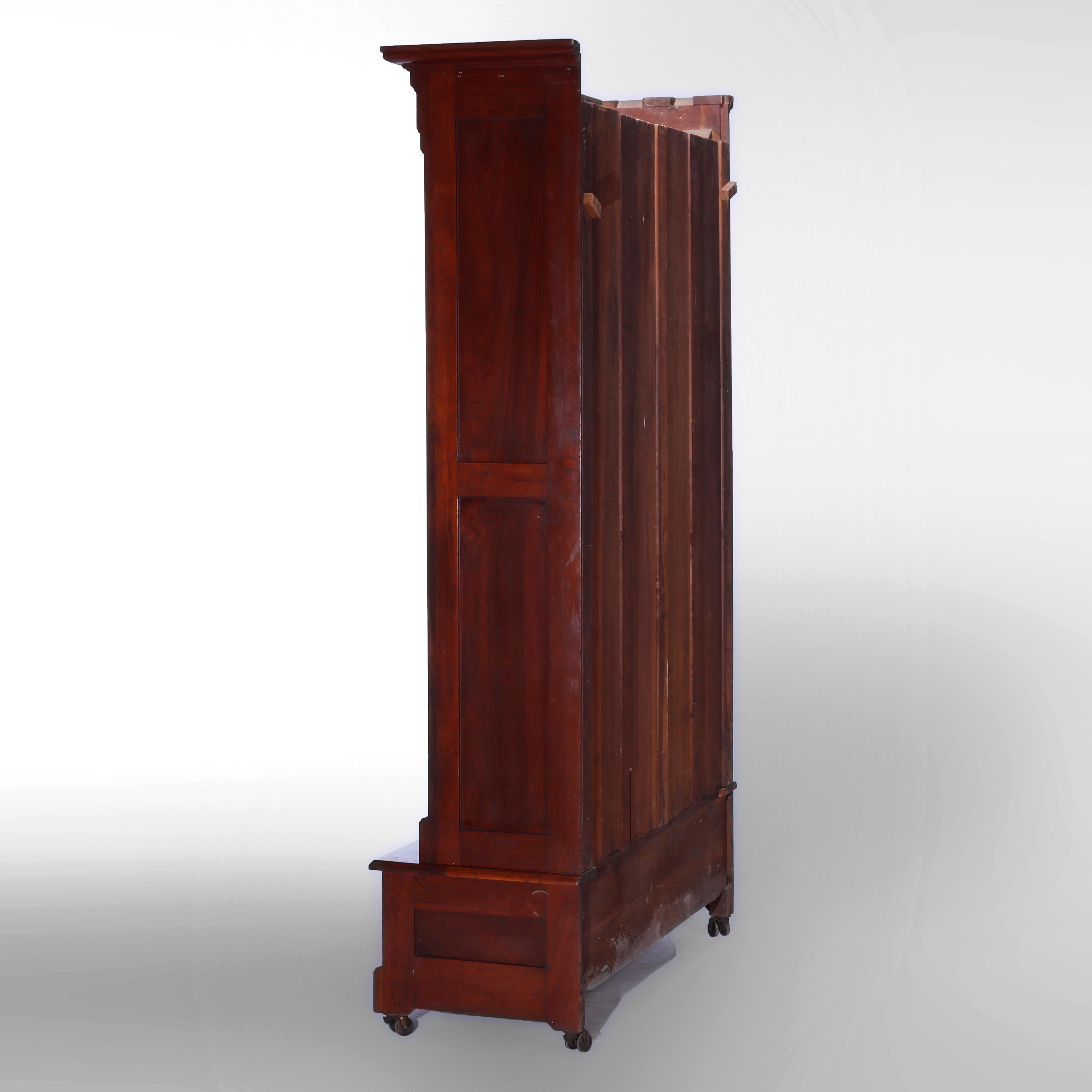 Antique Eastlake Walnut & Burl Double Door Bookcase Circa 1890 13
