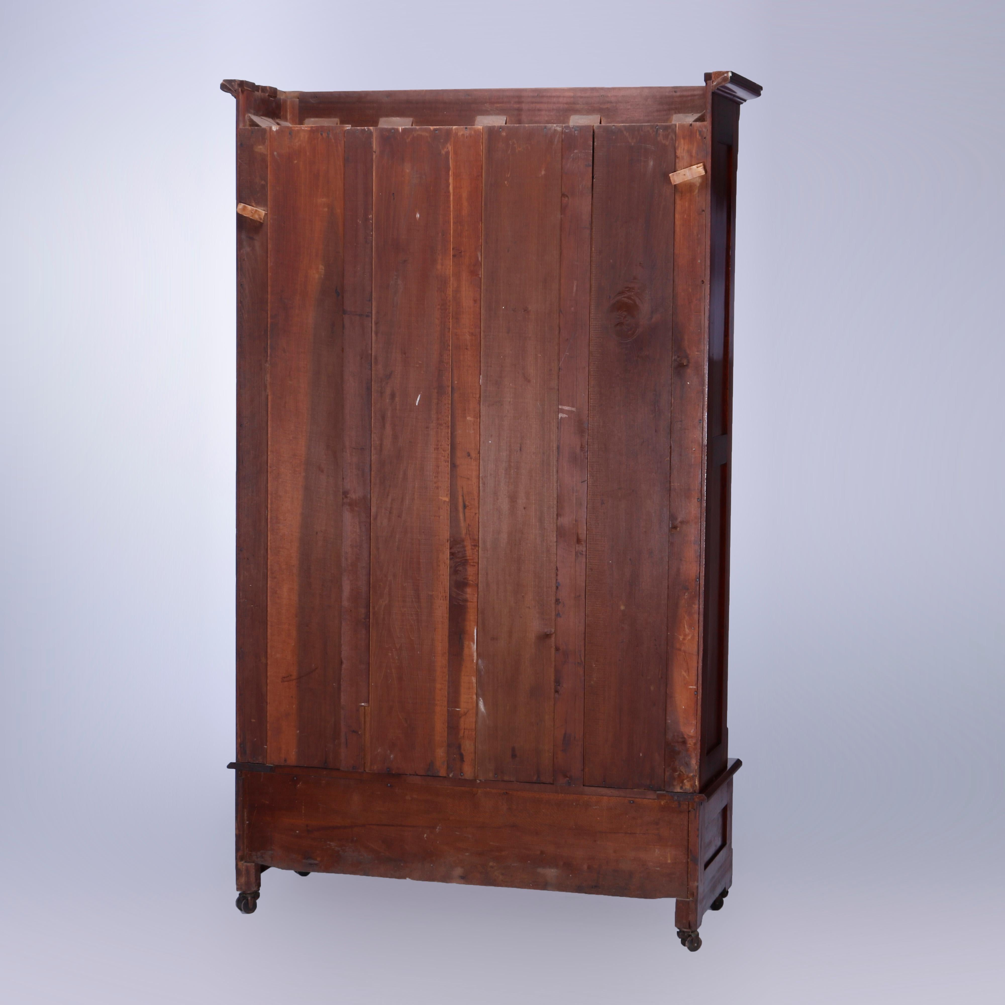 Antique Eastlake Walnut & Burl Double Door Bookcase Circa 1890 14