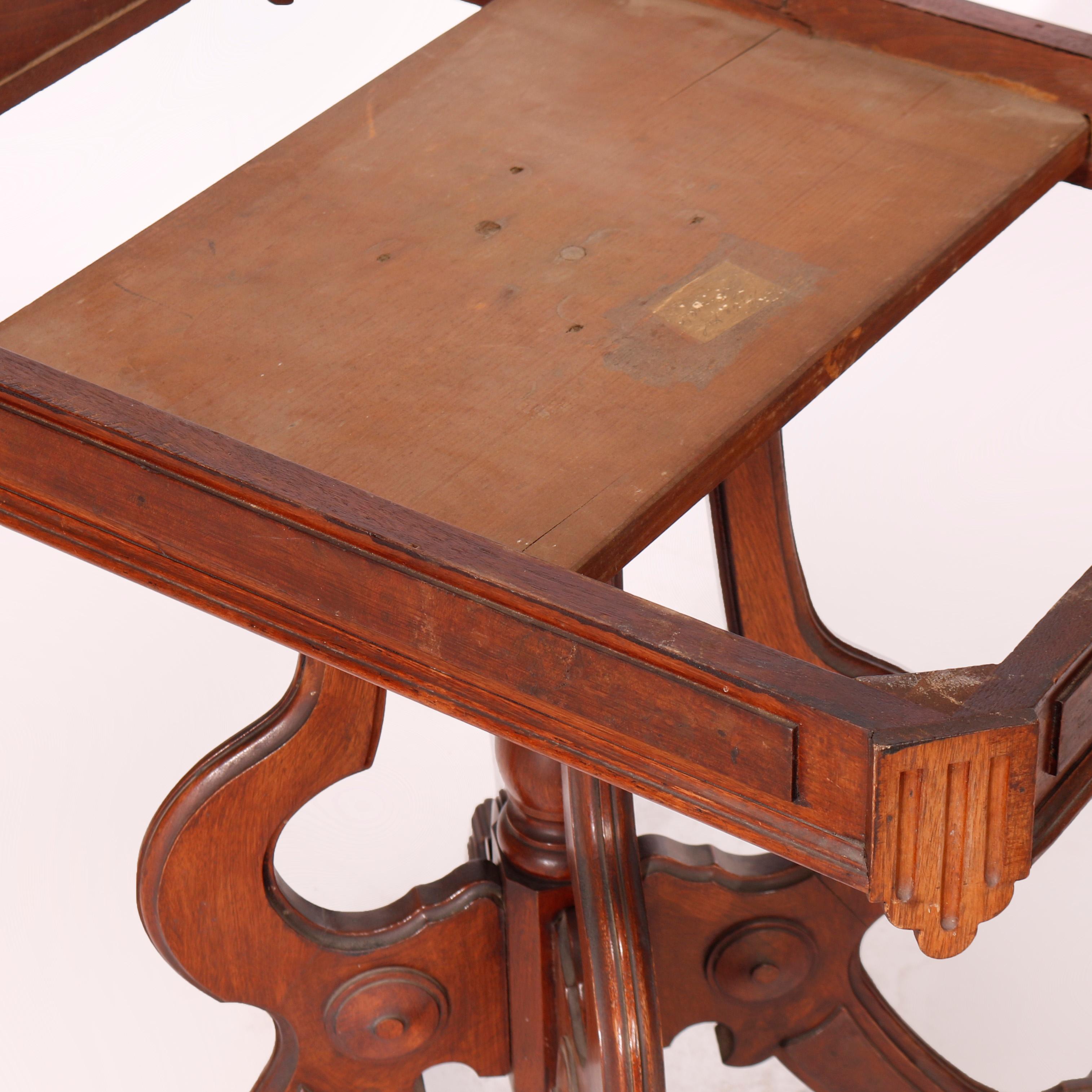 Antiker Eastlake-Parlor-Tisch aus Nussbaum und Wurzelholz mit Marmorplatte, um 1890 im Angebot 10