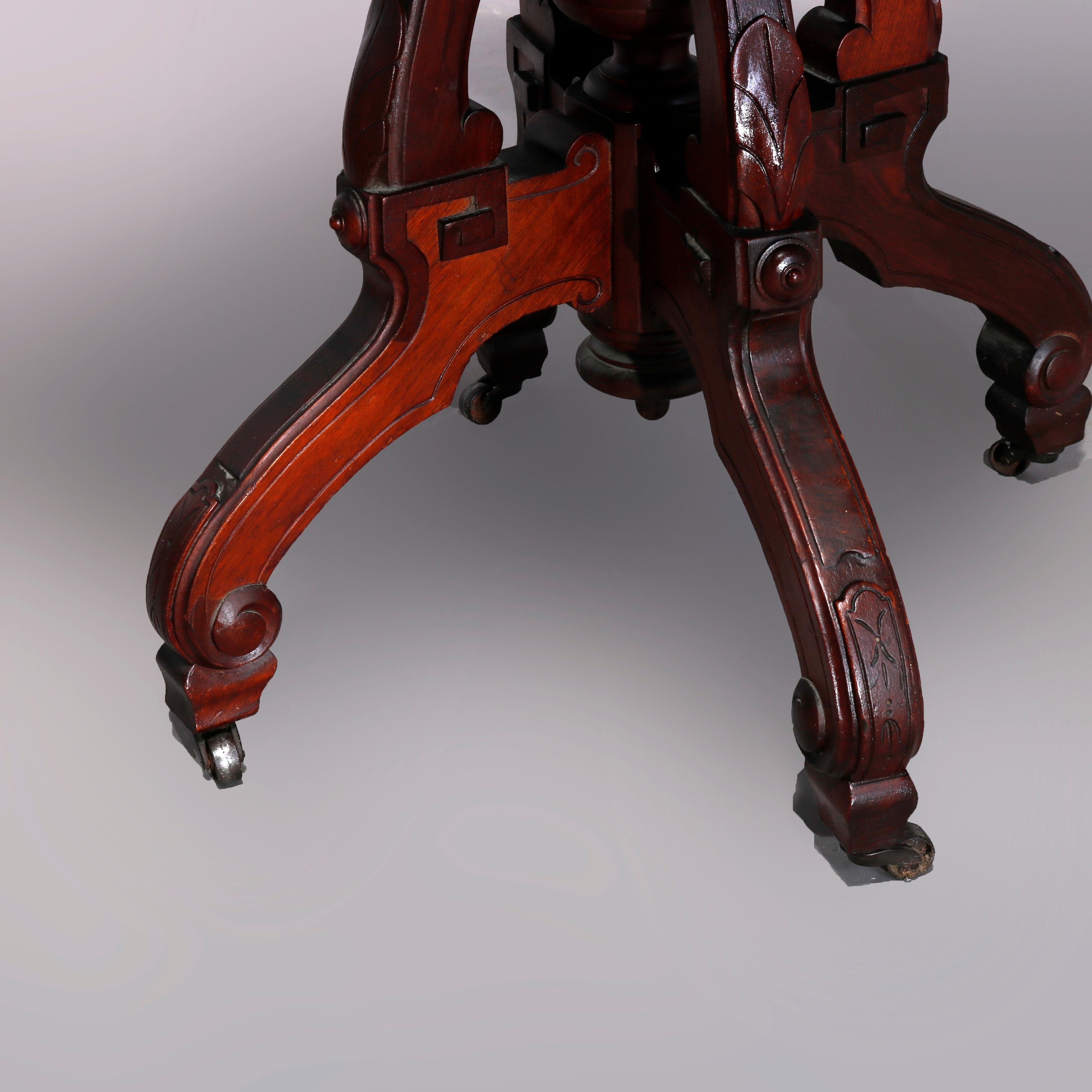 19th Century Antique Eastlake Walnut & Burl Marble Top Table, Circa 1890