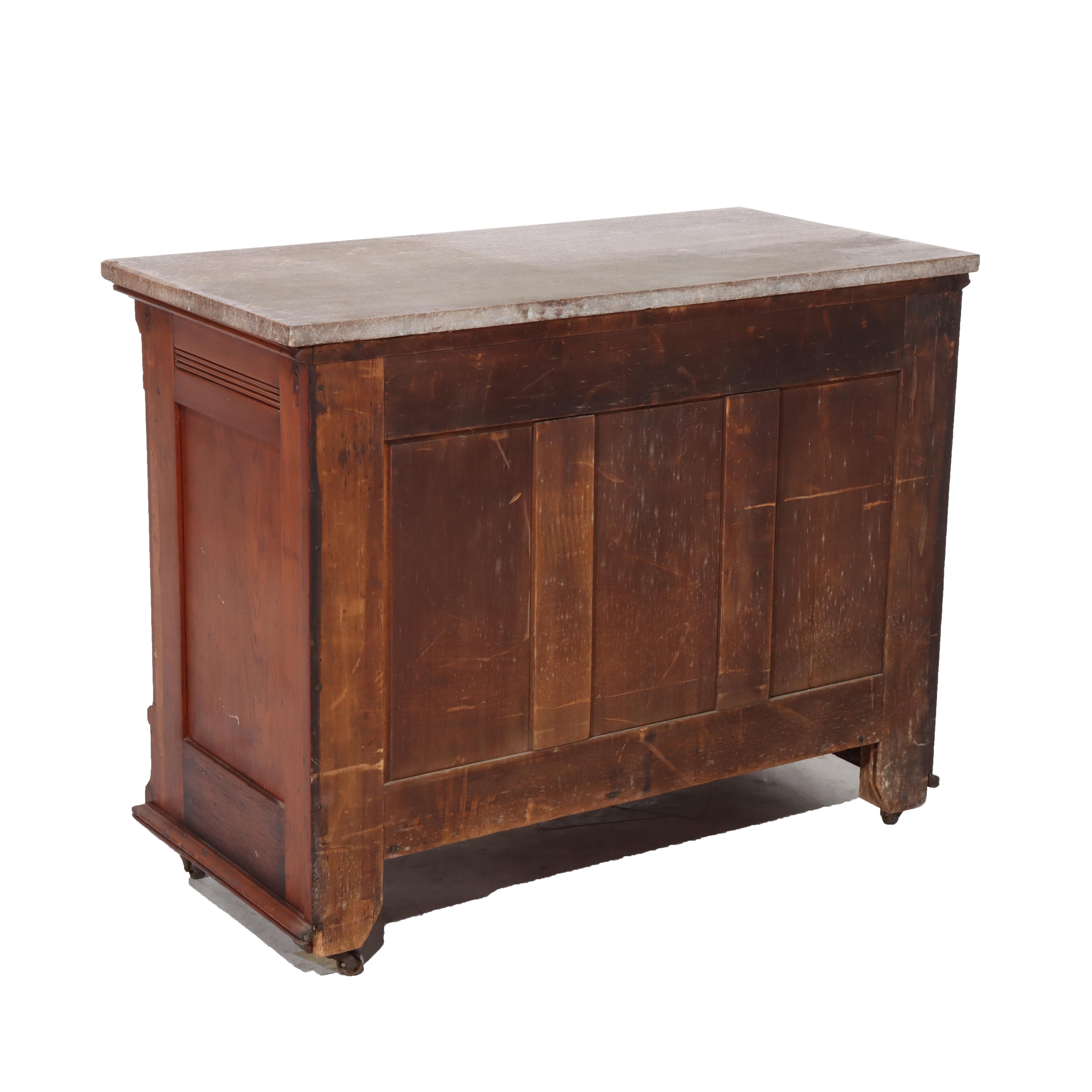 Ancien lavabo Eastlake en noyer et ronce de marbre C1890 en vente 2