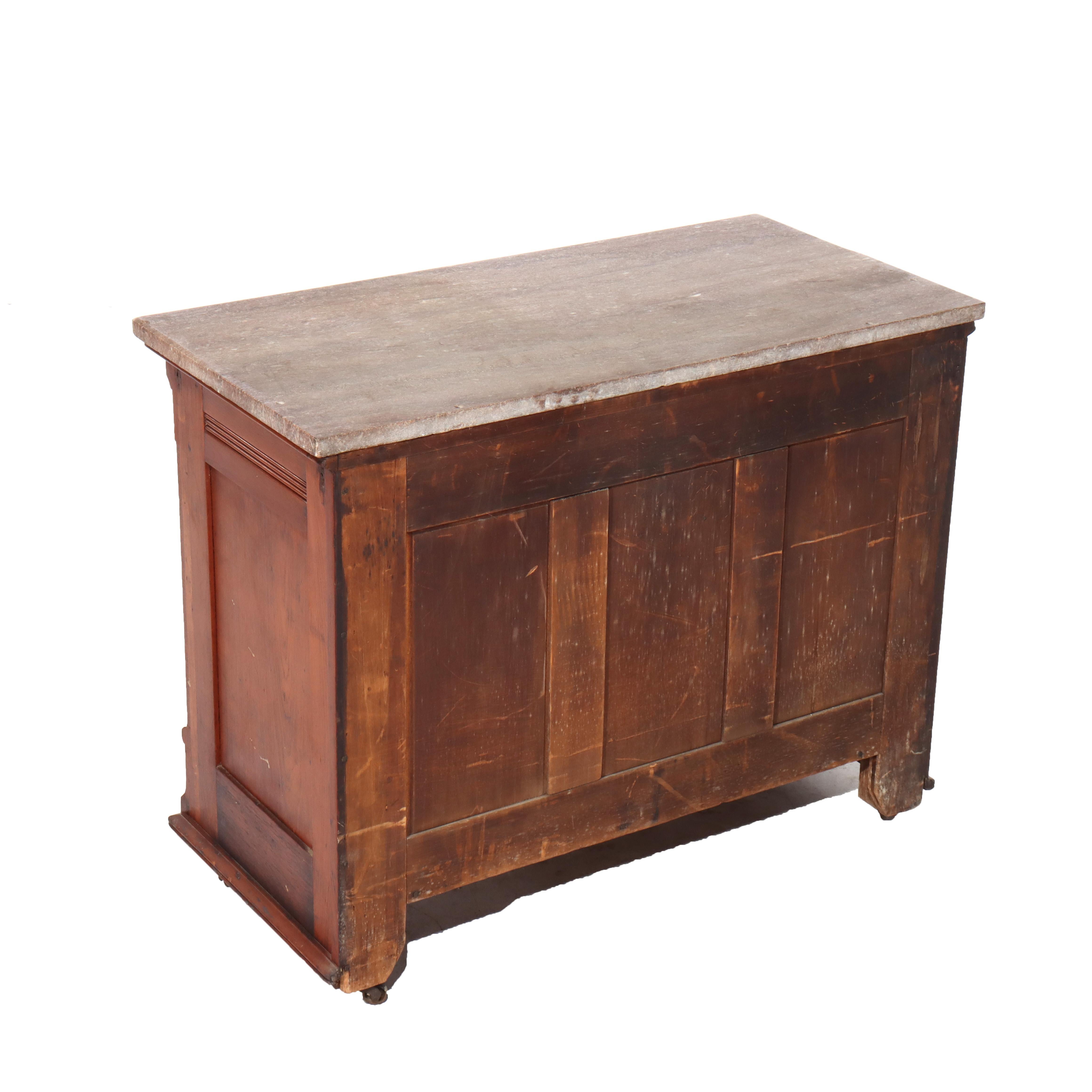 Ancien lavabo Eastlake en noyer et ronce de marbre C1890 en vente 3