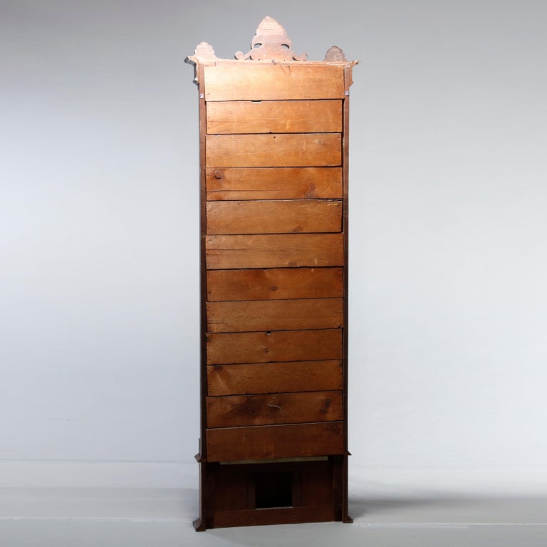 Antique Eastlake Walnut and Burl Pier Mirror with Marble Base, Circa