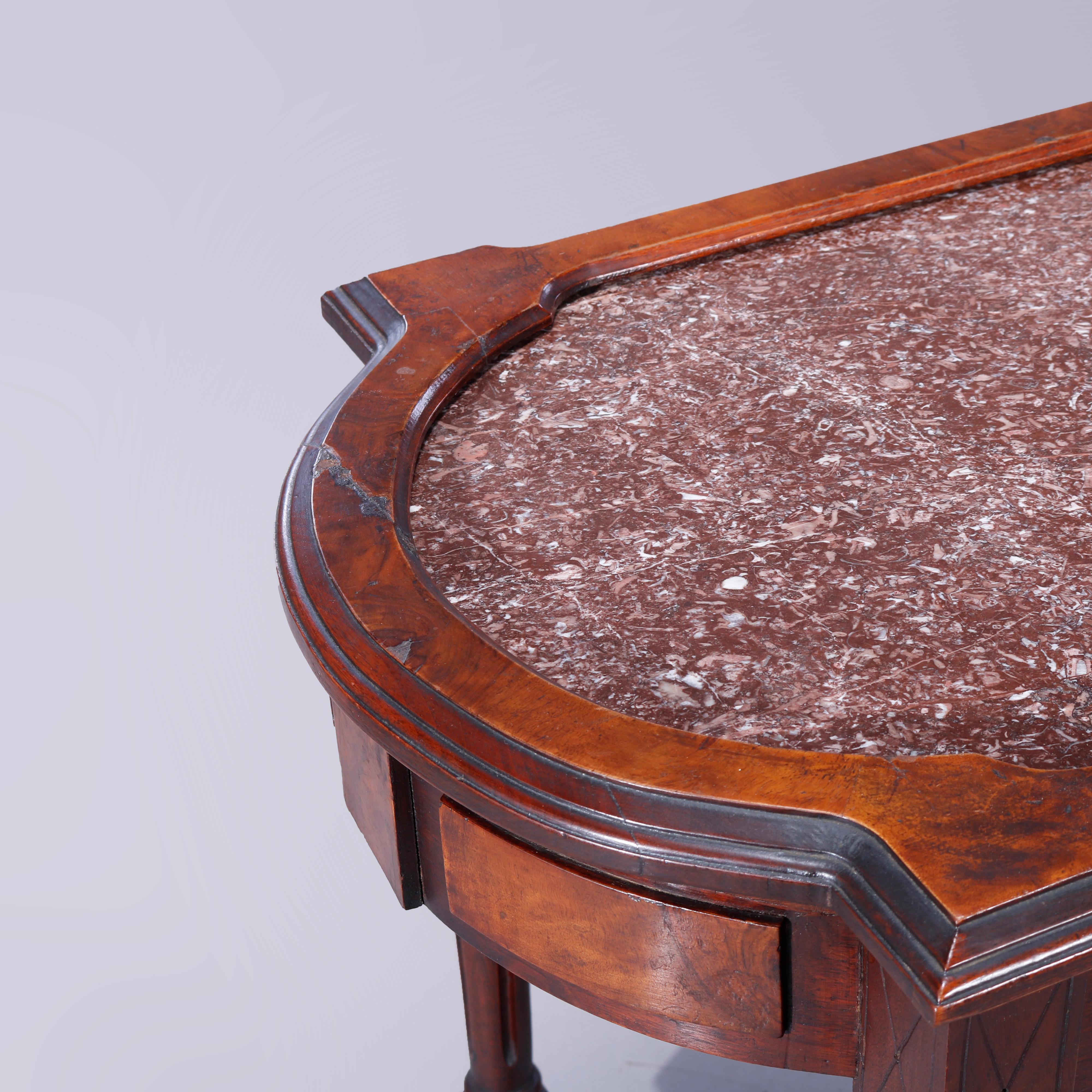 Antique Eastlake Walnut, Burl & Rouge Marble Picture Frame Parlor Table, c1880 5