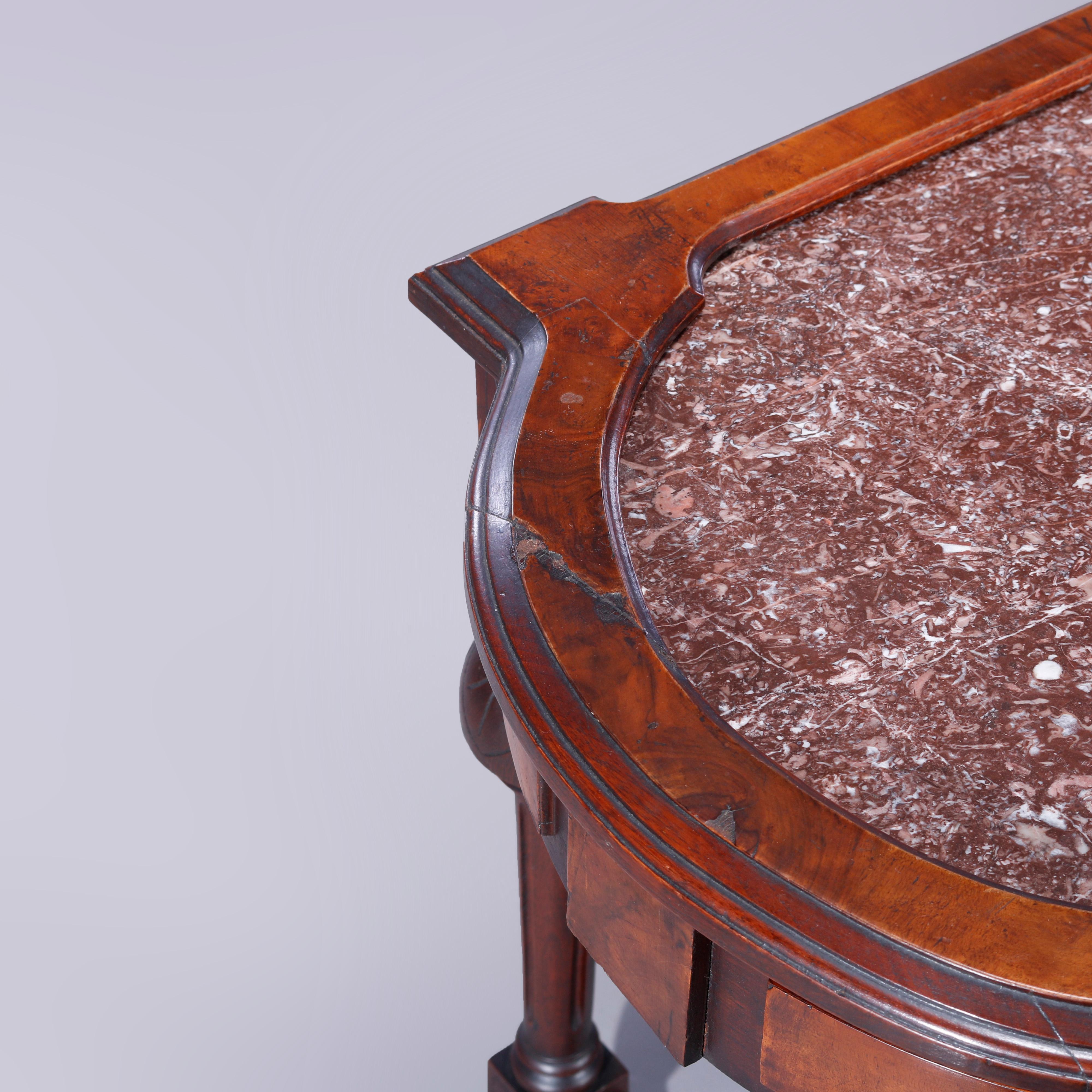Antique Eastlake Walnut, Burl & Rouge Marble Picture Frame Parlor Table, c1880 6