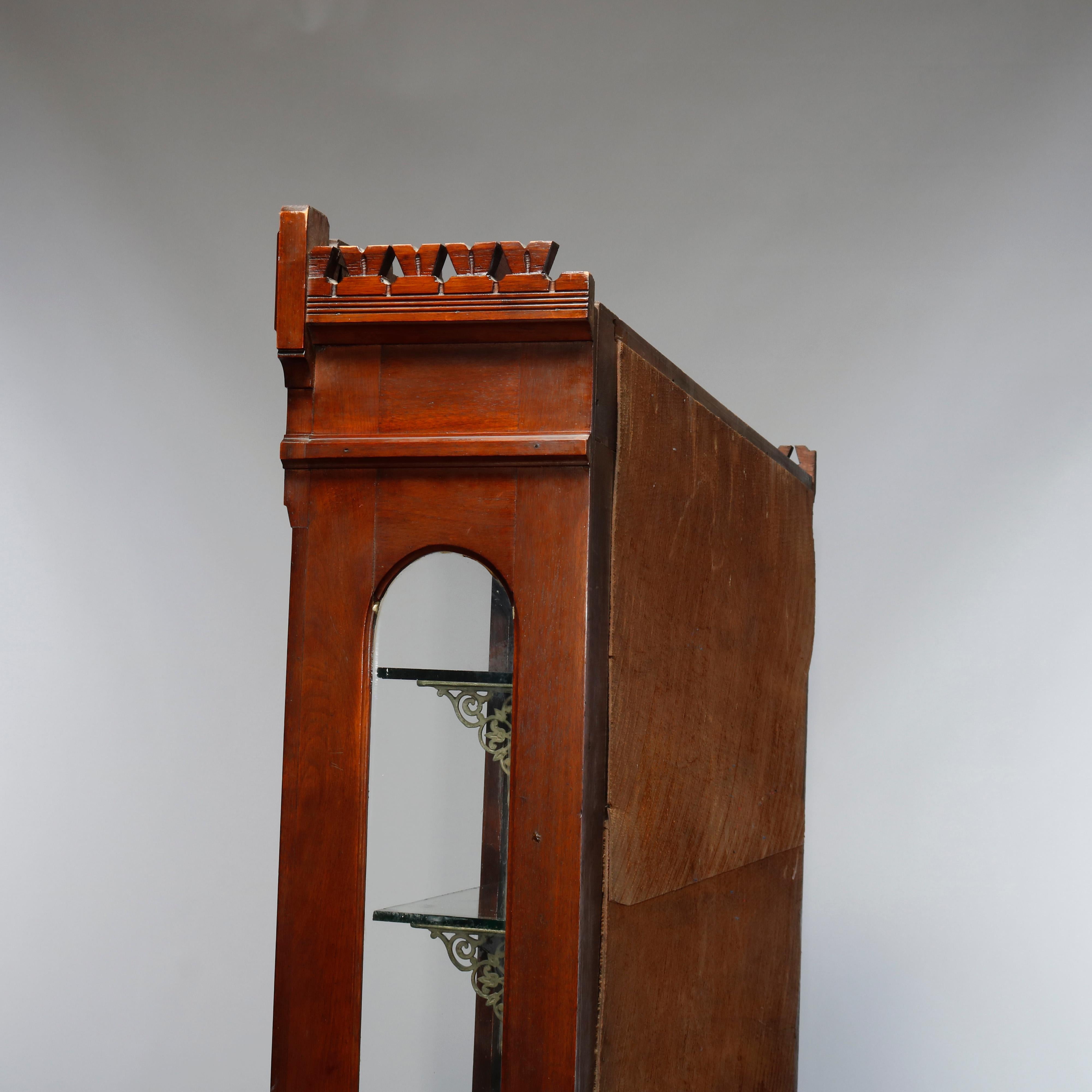 Antique Eastlake Walnut & Burl Sliding Door Display Case, Circa 1890 8