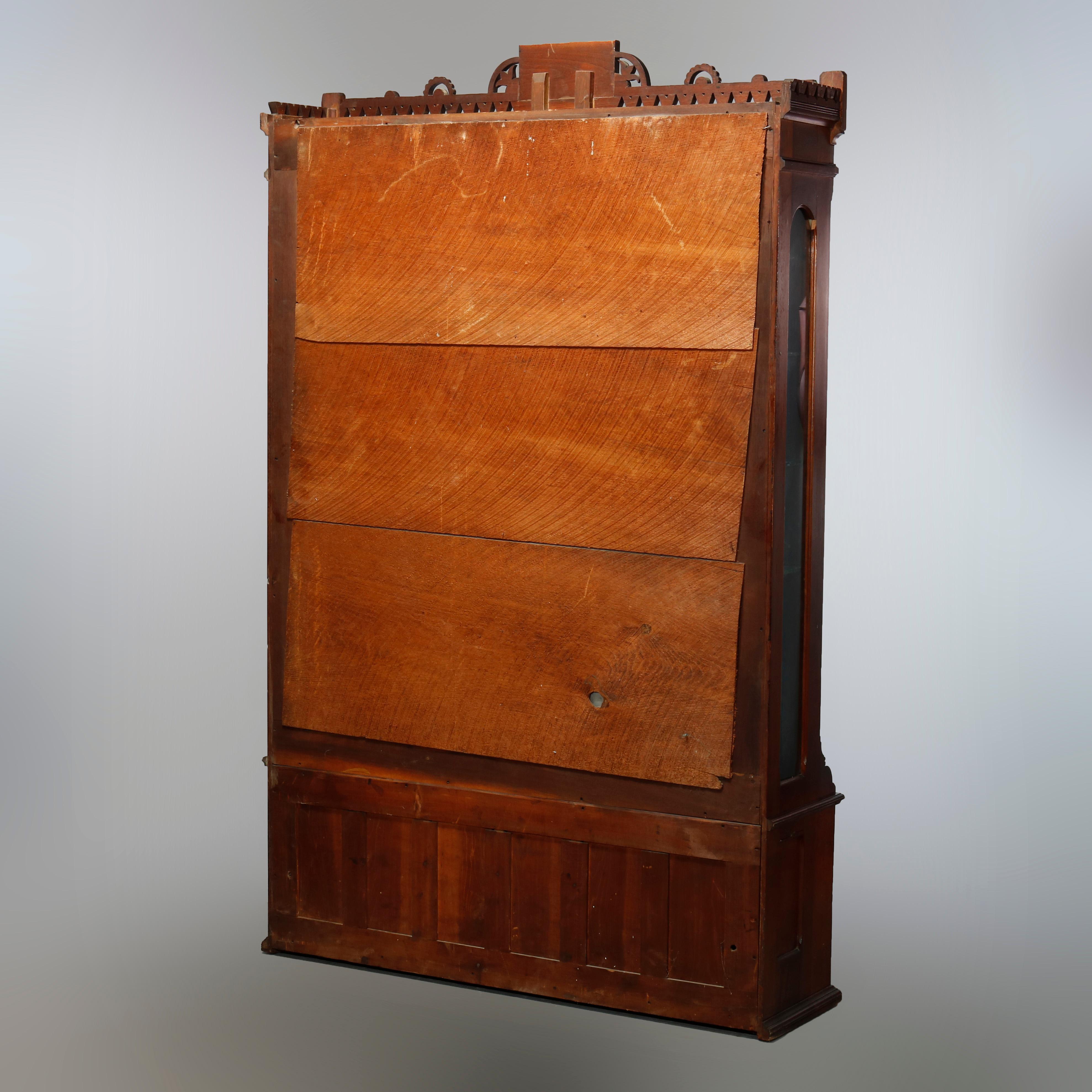 Antique Eastlake Walnut & Burl Sliding Door Display Case, Circa 1890 11
