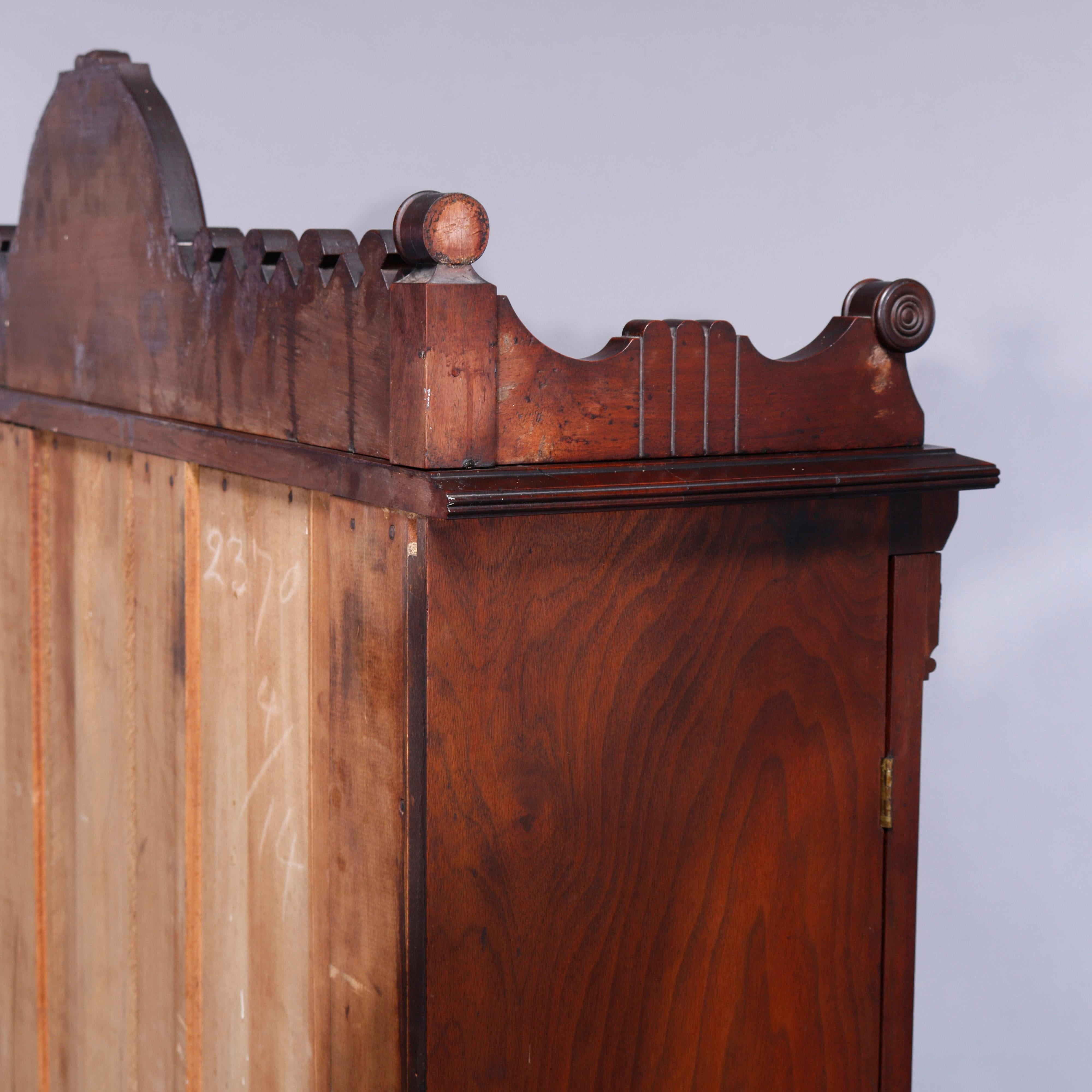 Antique Eastlake Walnut & Burl Two Door Over Two Drawer Bookcase, c1890 10