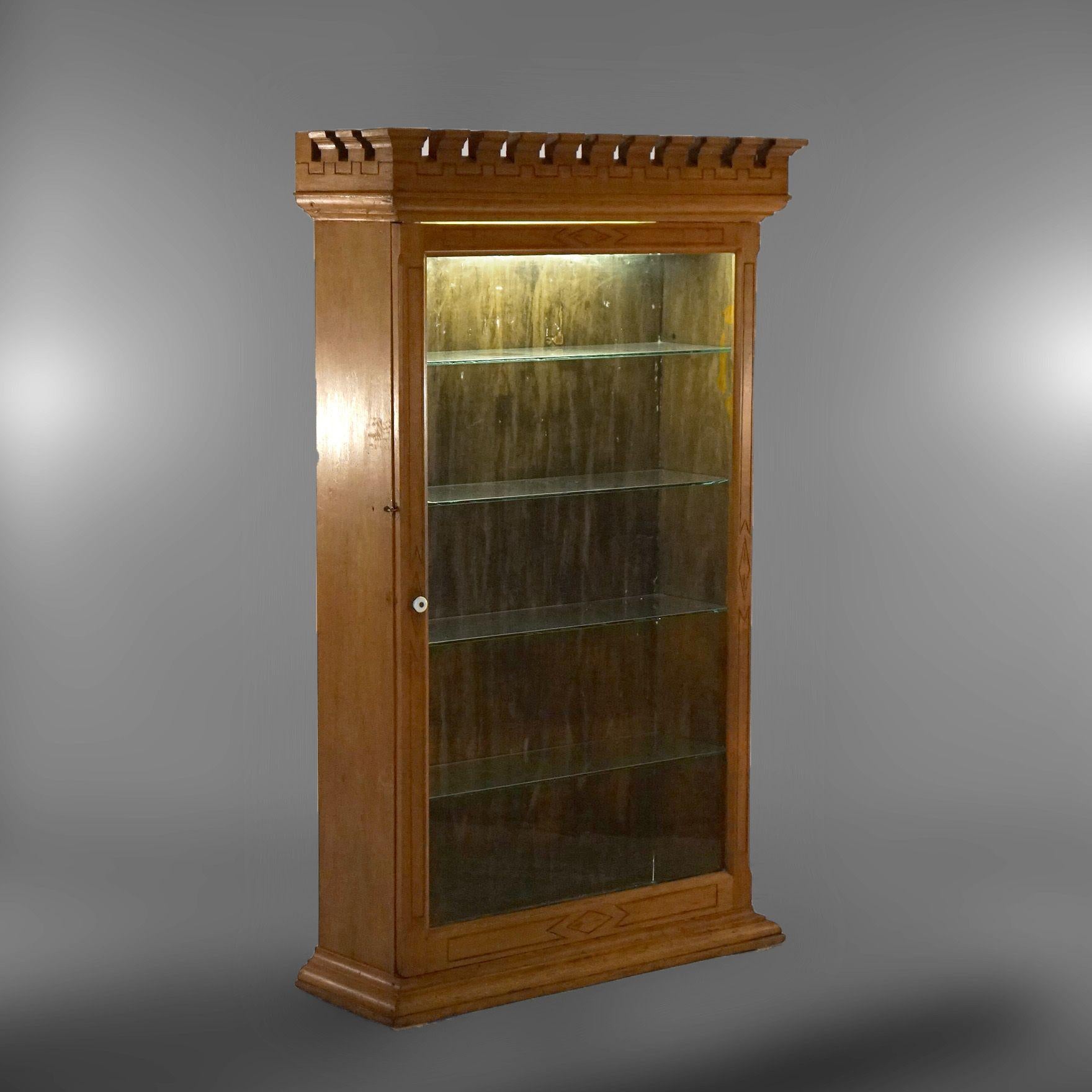 Antique Eastlake Walnut Country Store Hanging Display Wall Cabinet Circa 1890 12