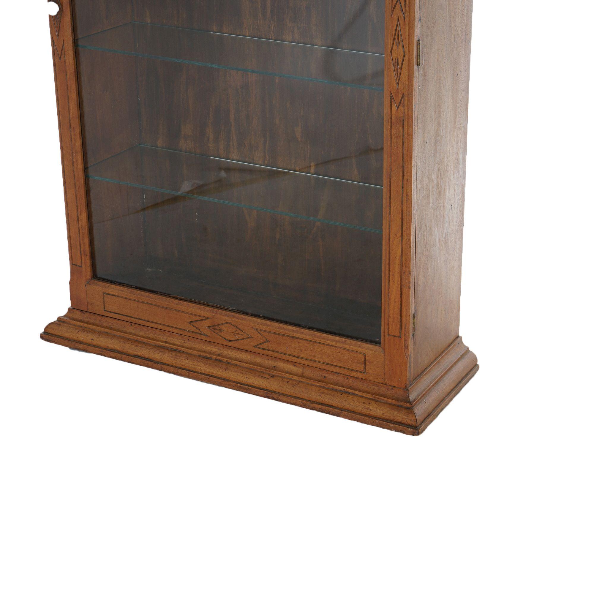 Antique Eastlake Walnut Country Store Hanging Display Wall Cabinet Circa 1890 In Good Condition In Big Flats, NY