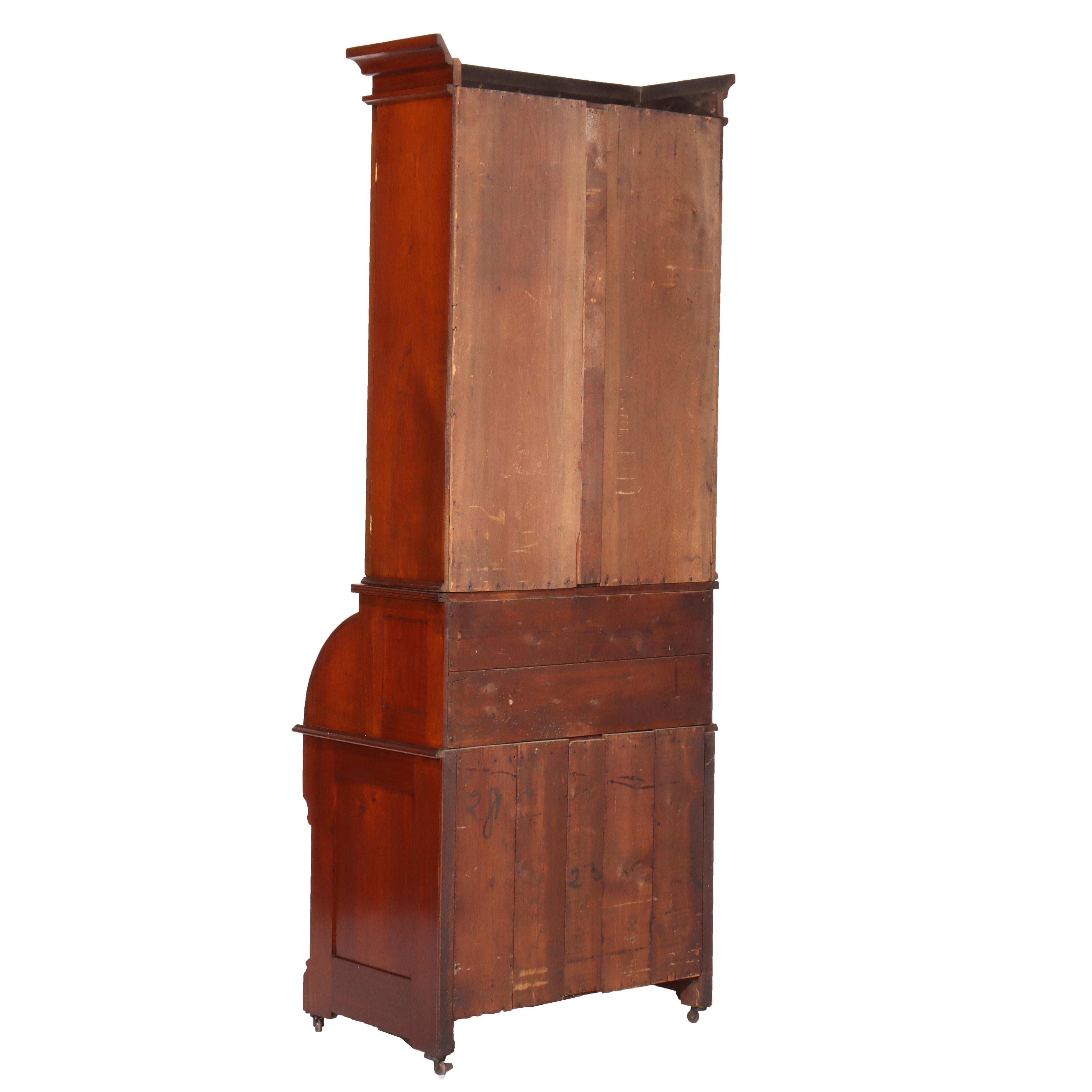 Ancien bureau à cylindre en noyer Eastlake C1890 en vente 6