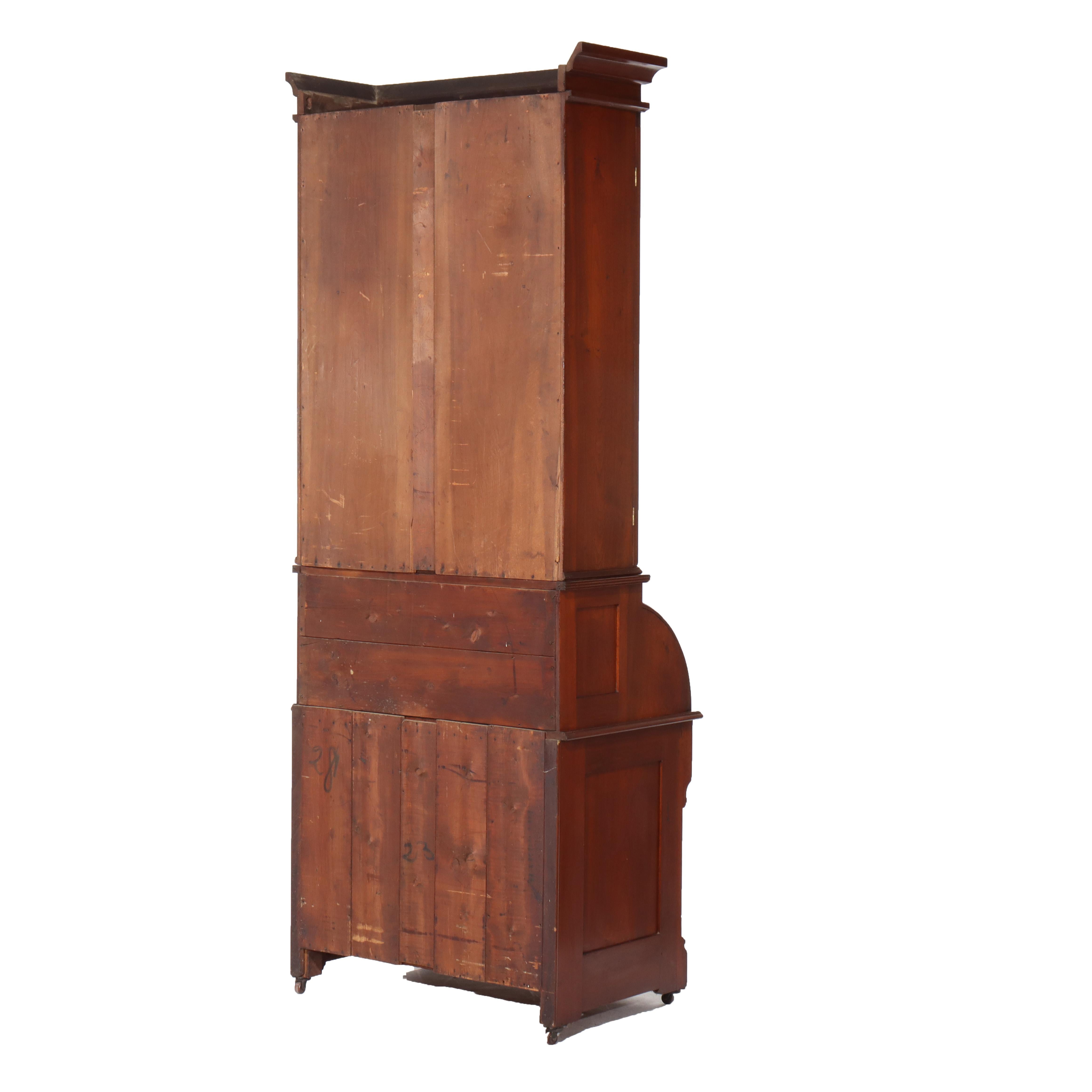 Ancien bureau à cylindre en noyer Eastlake C1890 en vente 8