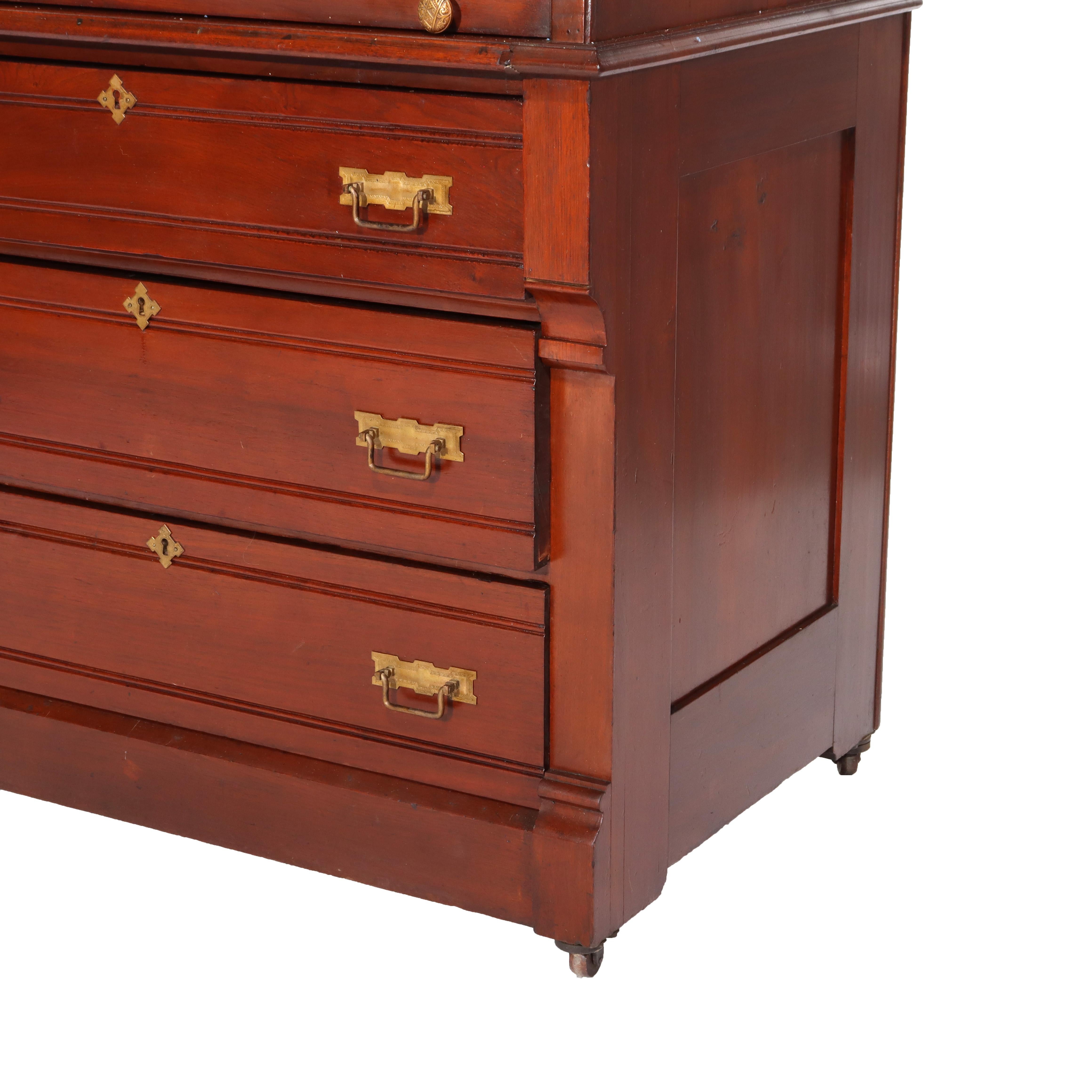 Ancien bureau à cylindre en noyer Eastlake C1890

Mesures - 95 1/4