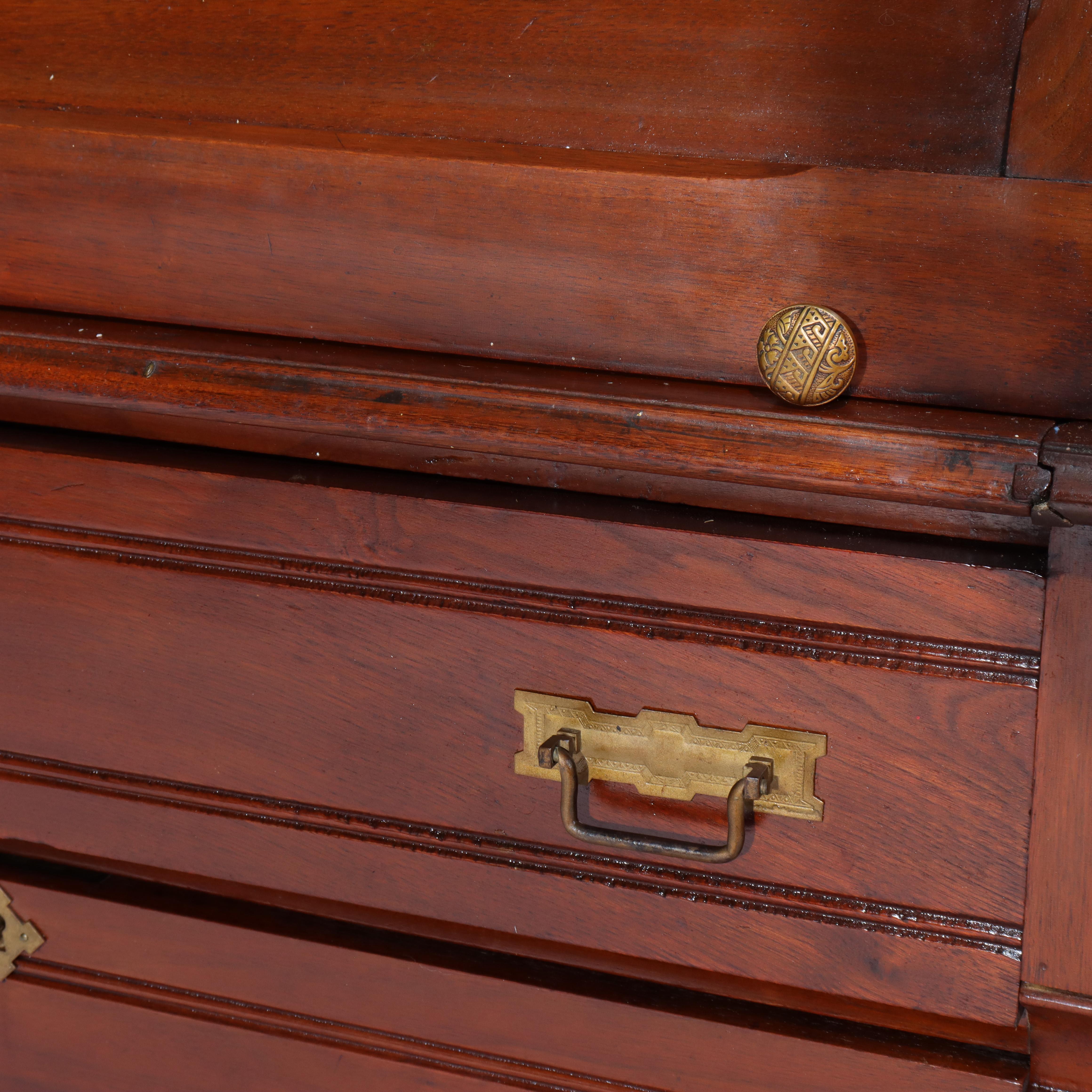 XIXe siècle Ancien bureau à cylindre en noyer Eastlake C1890 en vente