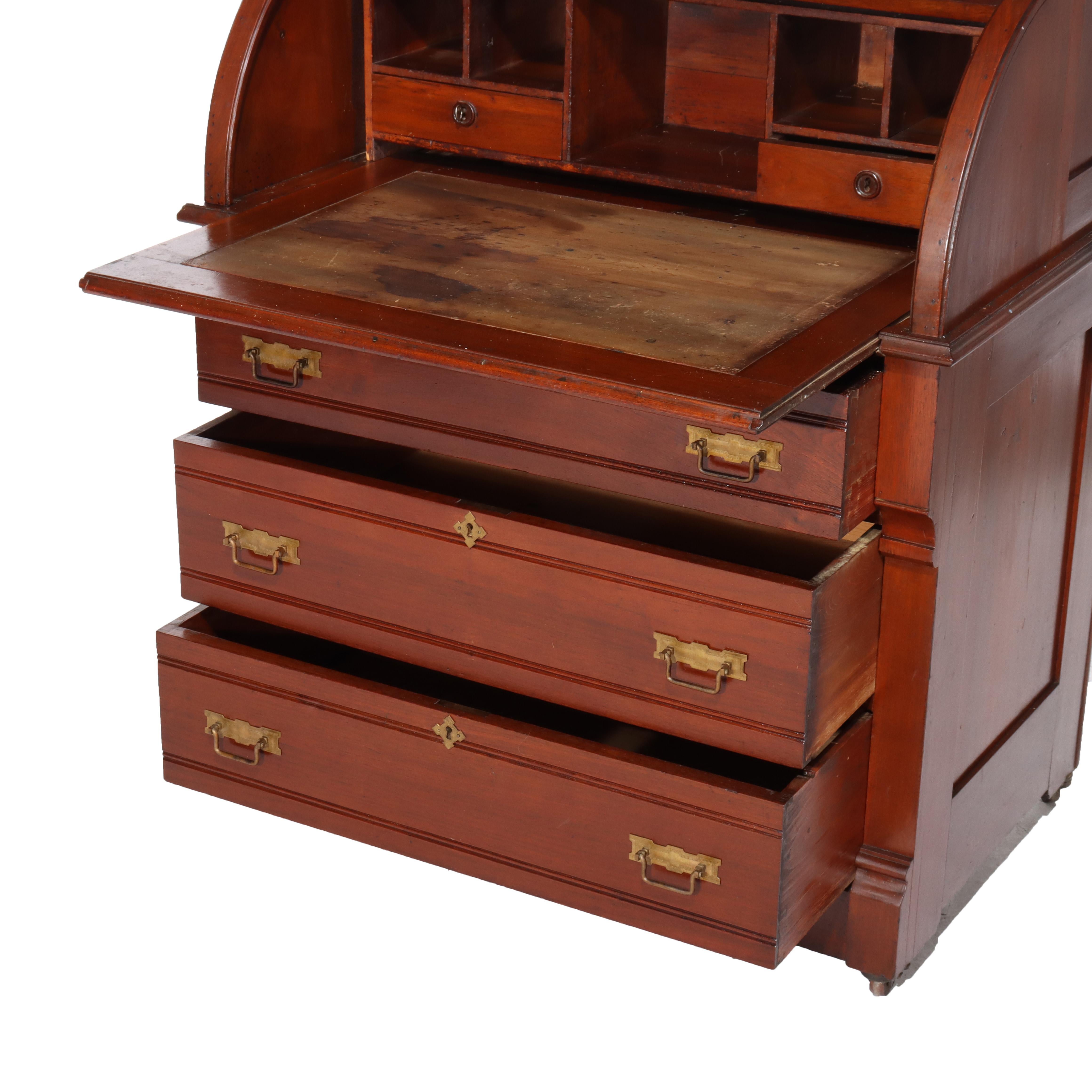 Ancien bureau à cylindre en noyer Eastlake C1890 en vente 2