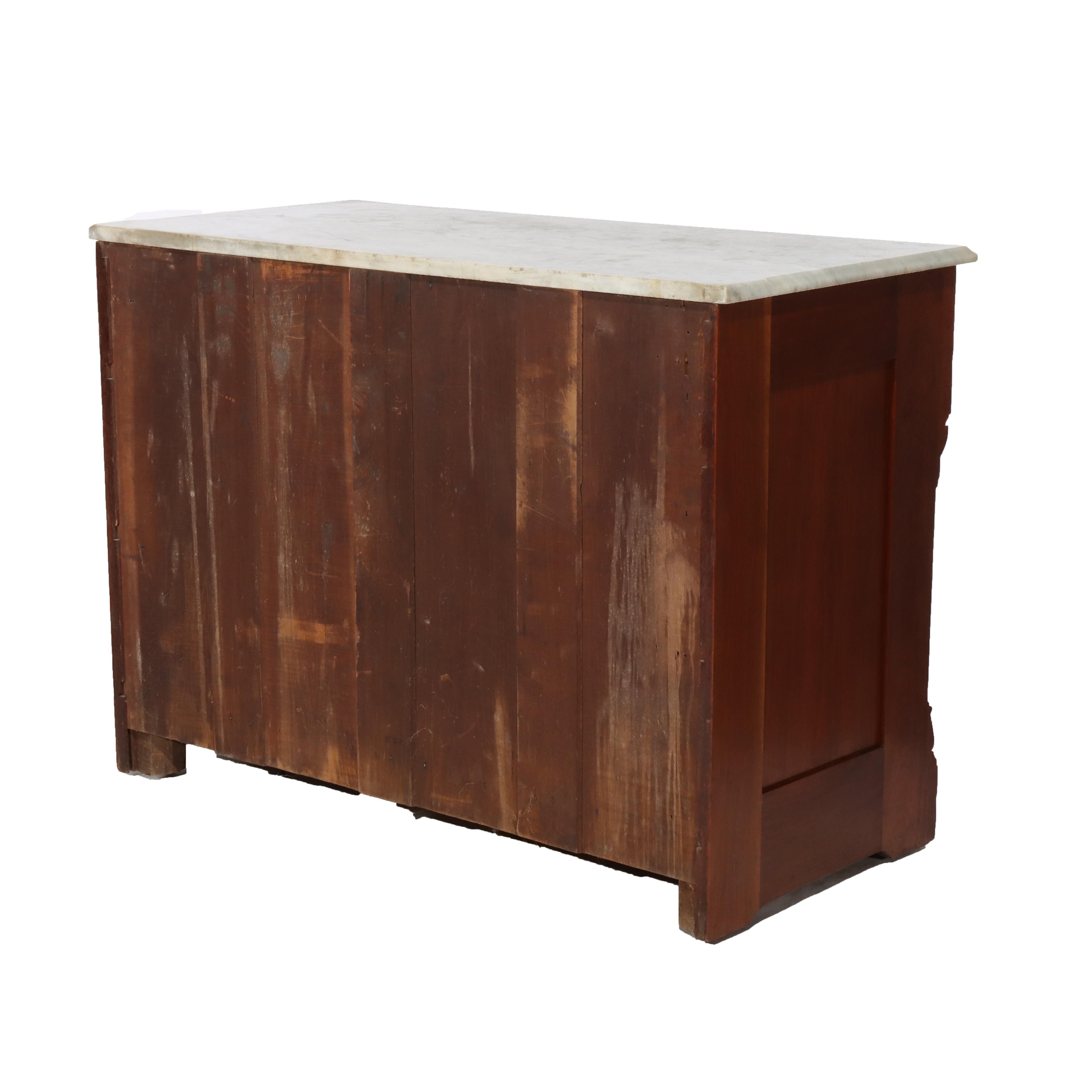 Antike Eastlake Nussbaum fünf Schubladen Marmor oben Kommode C1890 im Angebot 6