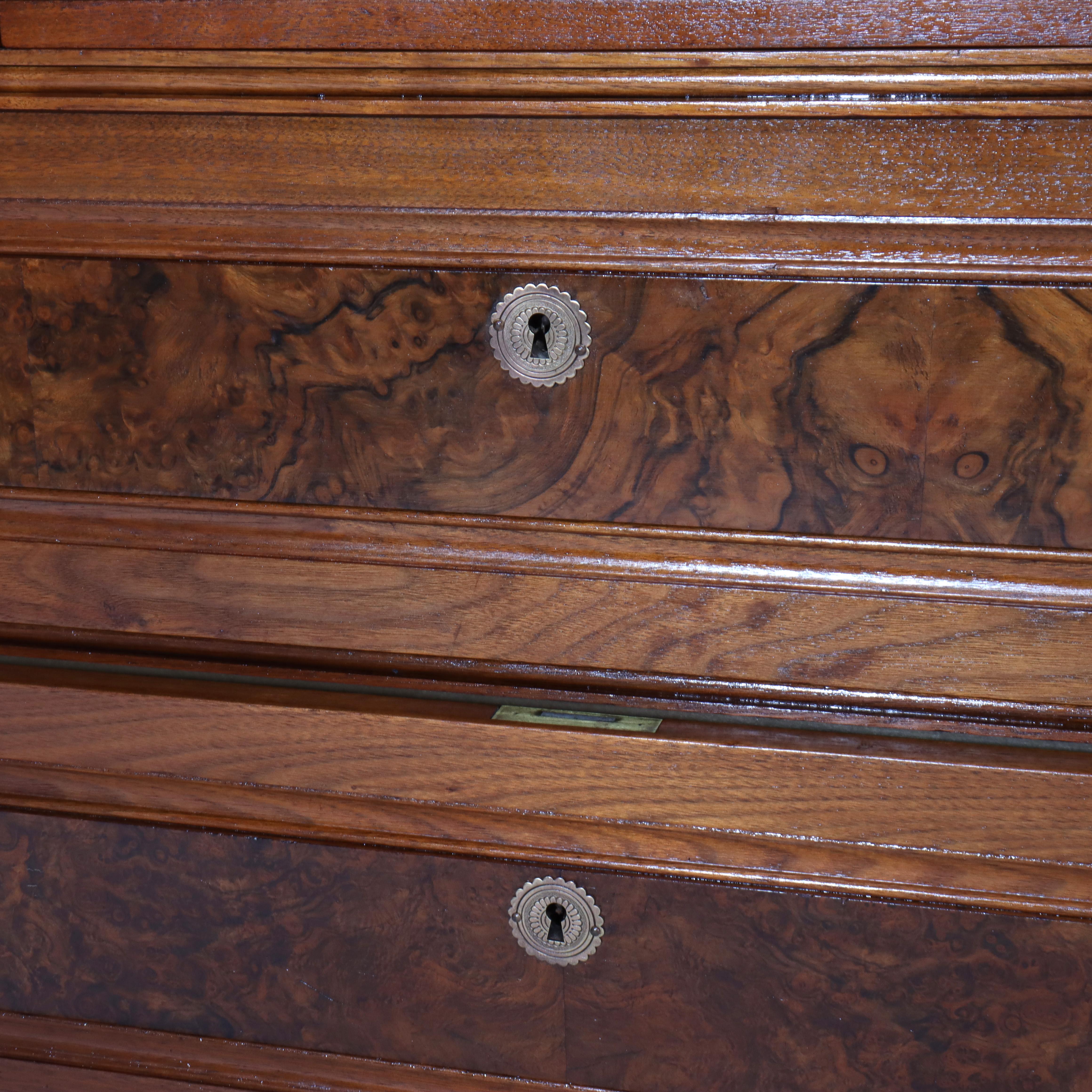 Antike Eastlake Nussbaum fünf Schubladen Marmor oben Kommode C1890 im Angebot 3