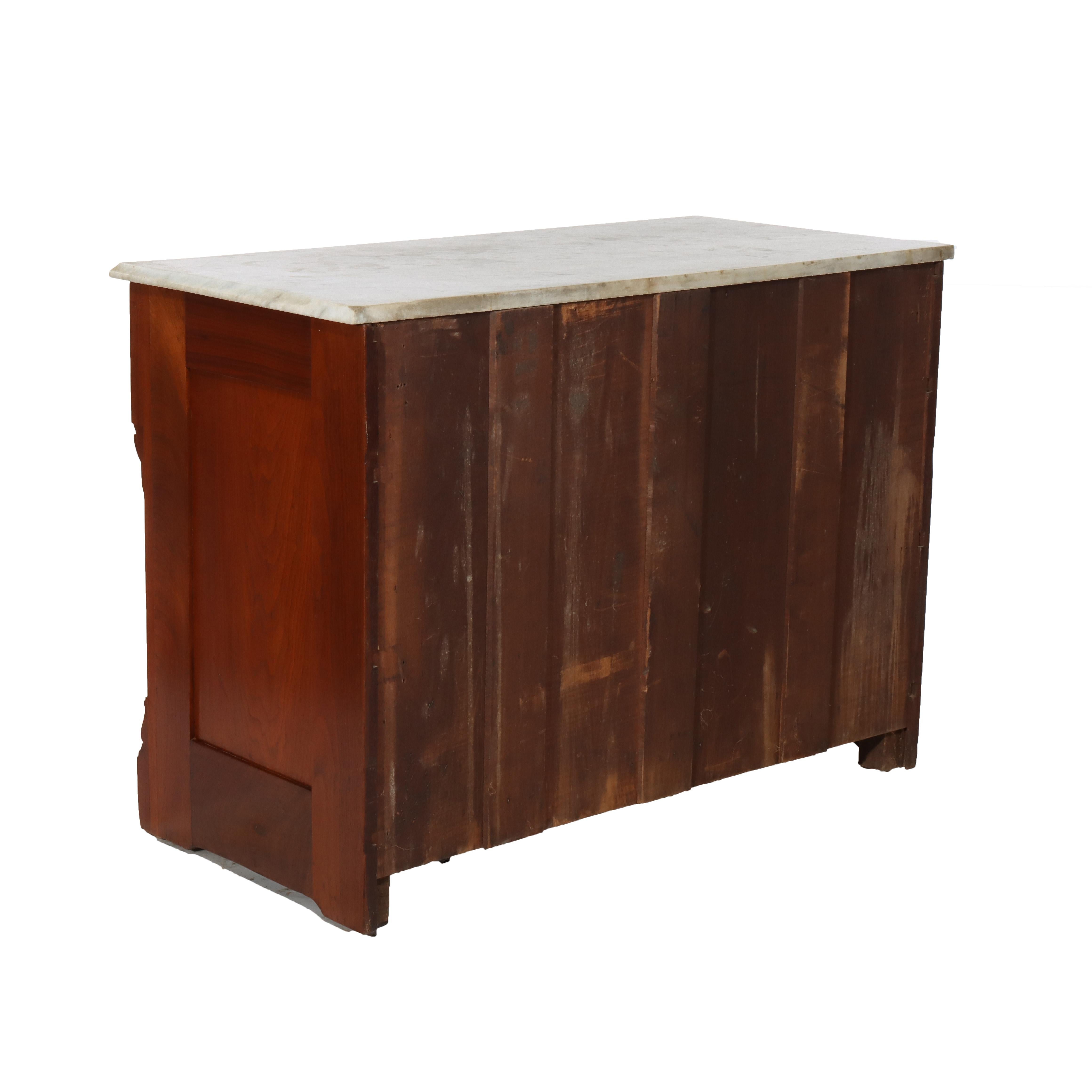 Antike Eastlake Nussbaum fünf Schubladen Marmor oben Kommode C1890 im Angebot 5
