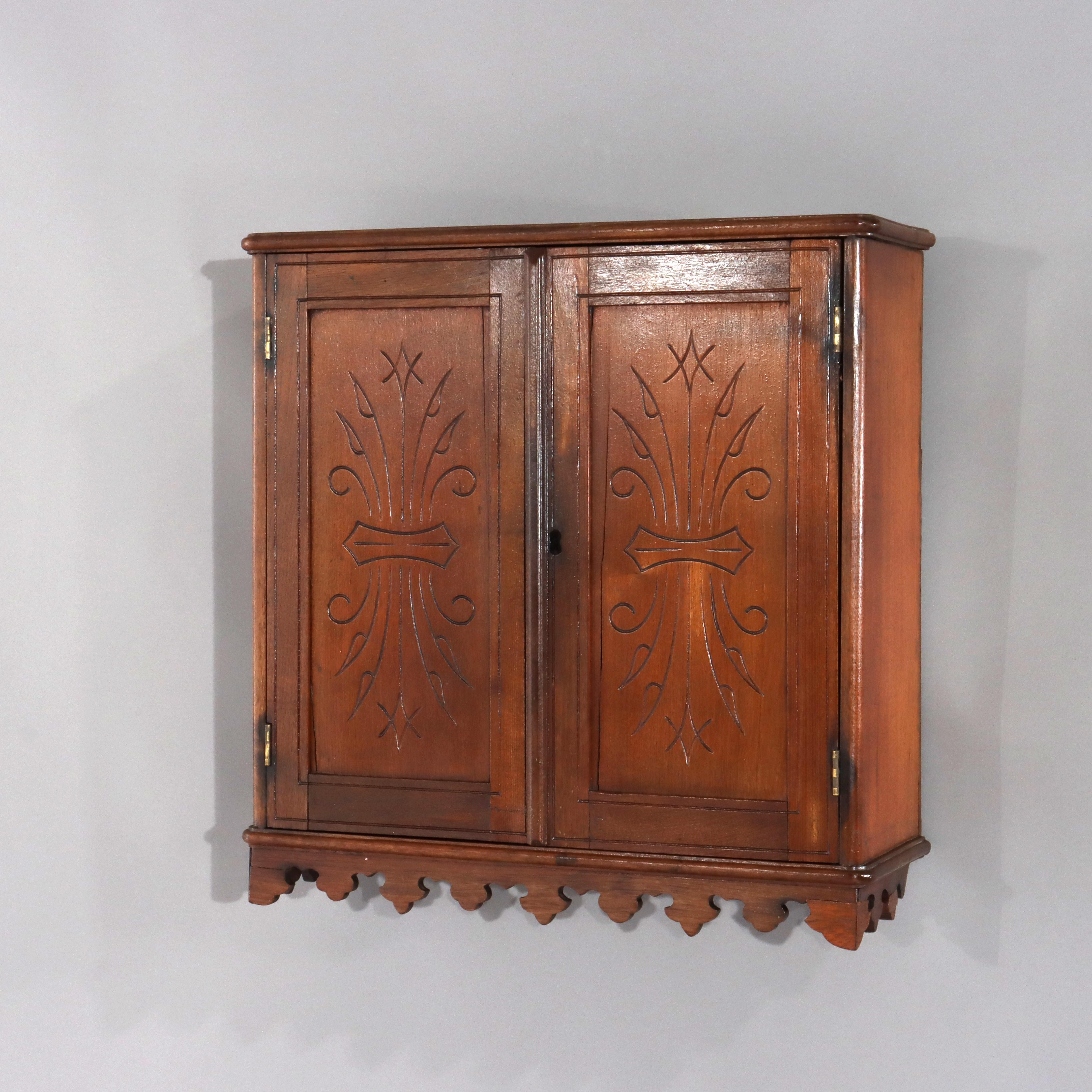 Ancienne armoire à pharmacie à 2 portes suspendues en noyer d'Eastlake C1880

Mesures - 20 1/4