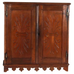 Antique Eastlake Walnut Hanging 2-Door Medicine Cabinet C1880
