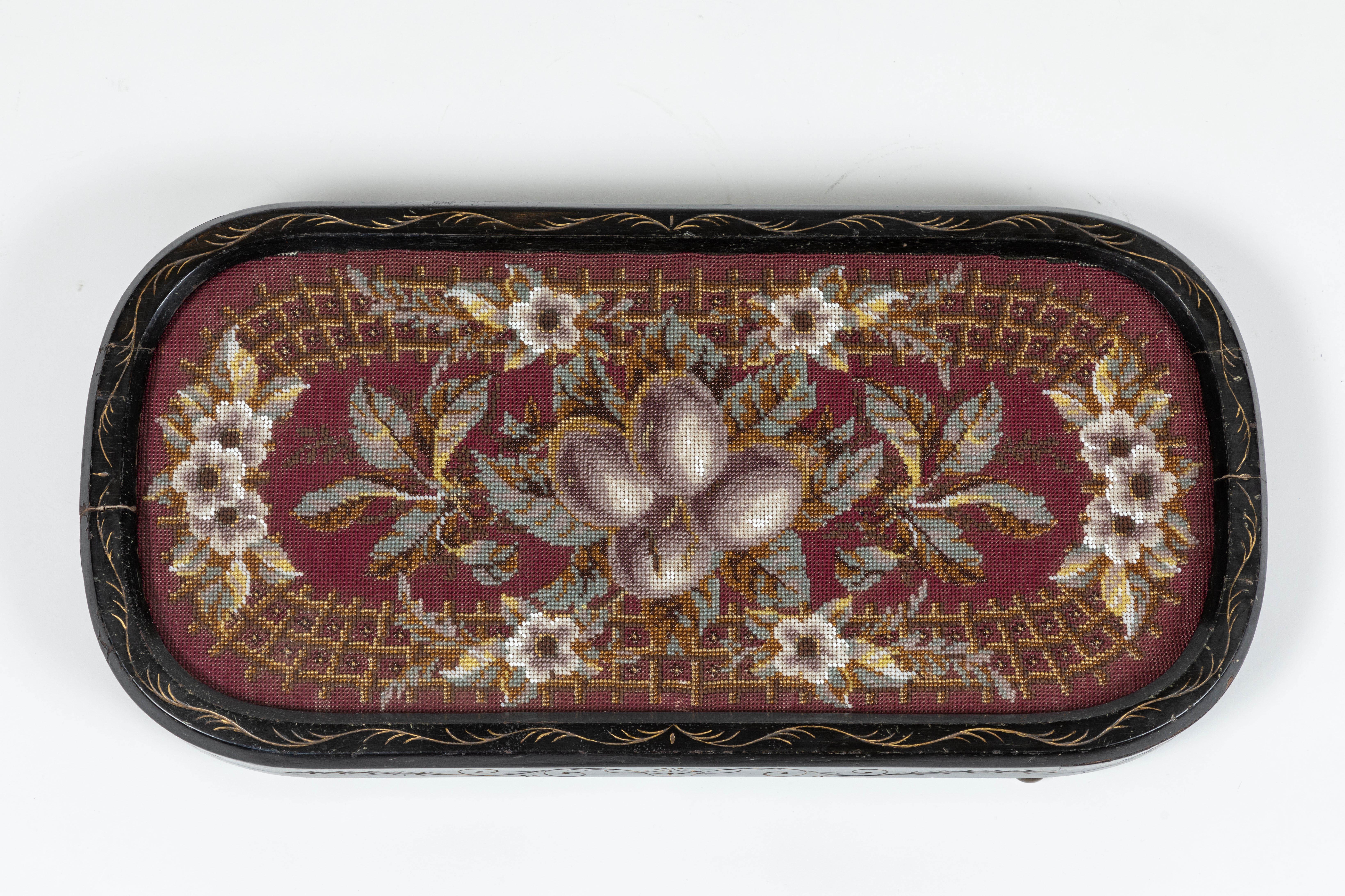 Beads Antique Eastlake Wood Tray, circa 1850-1880