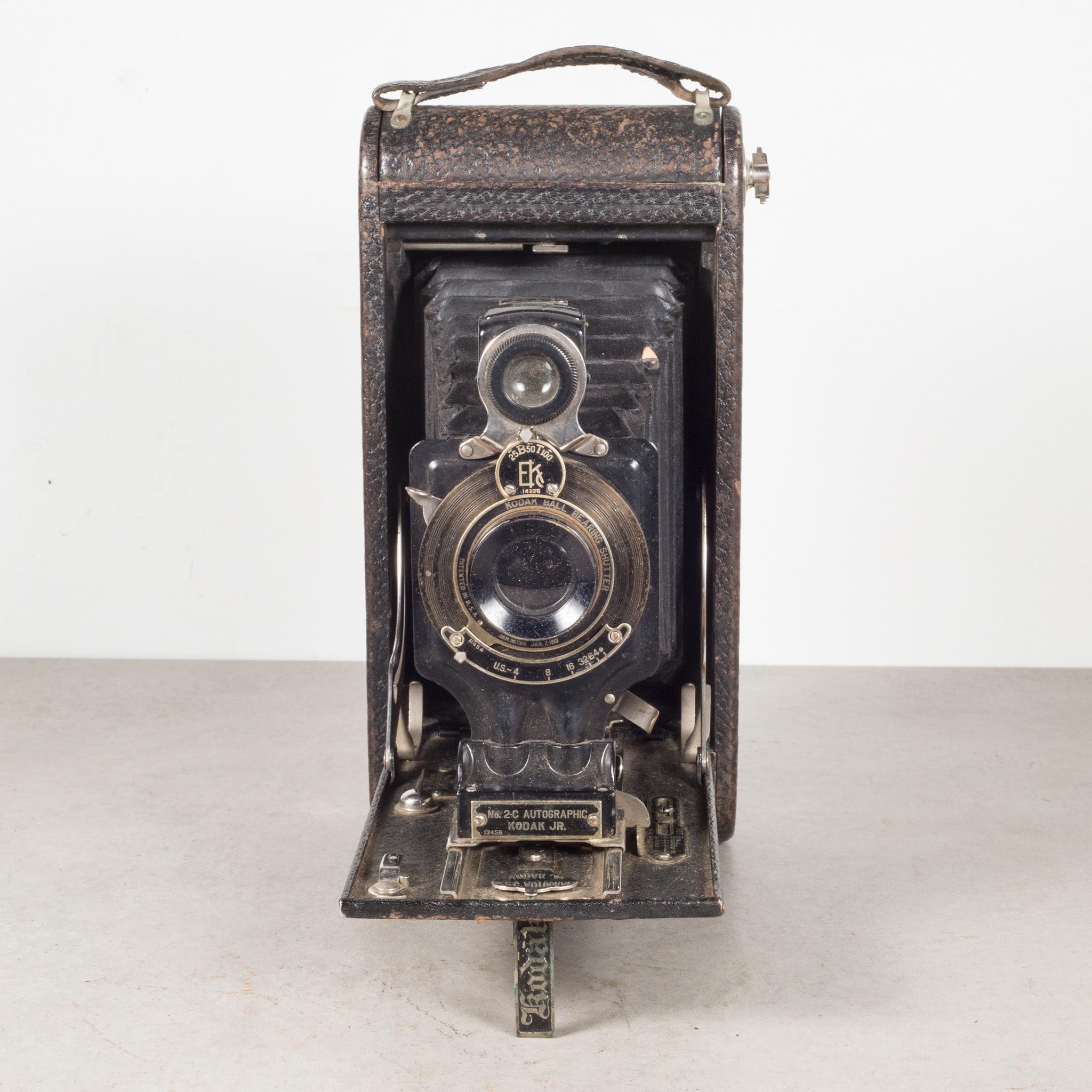 About

This is an original Eastman Kodak No. 2C Jr. folding camera. The body of camera is all leather with a pop out view finder and it folds smoothly closed to 2 inches. This camera has retained its original finish and has the appropriate amount