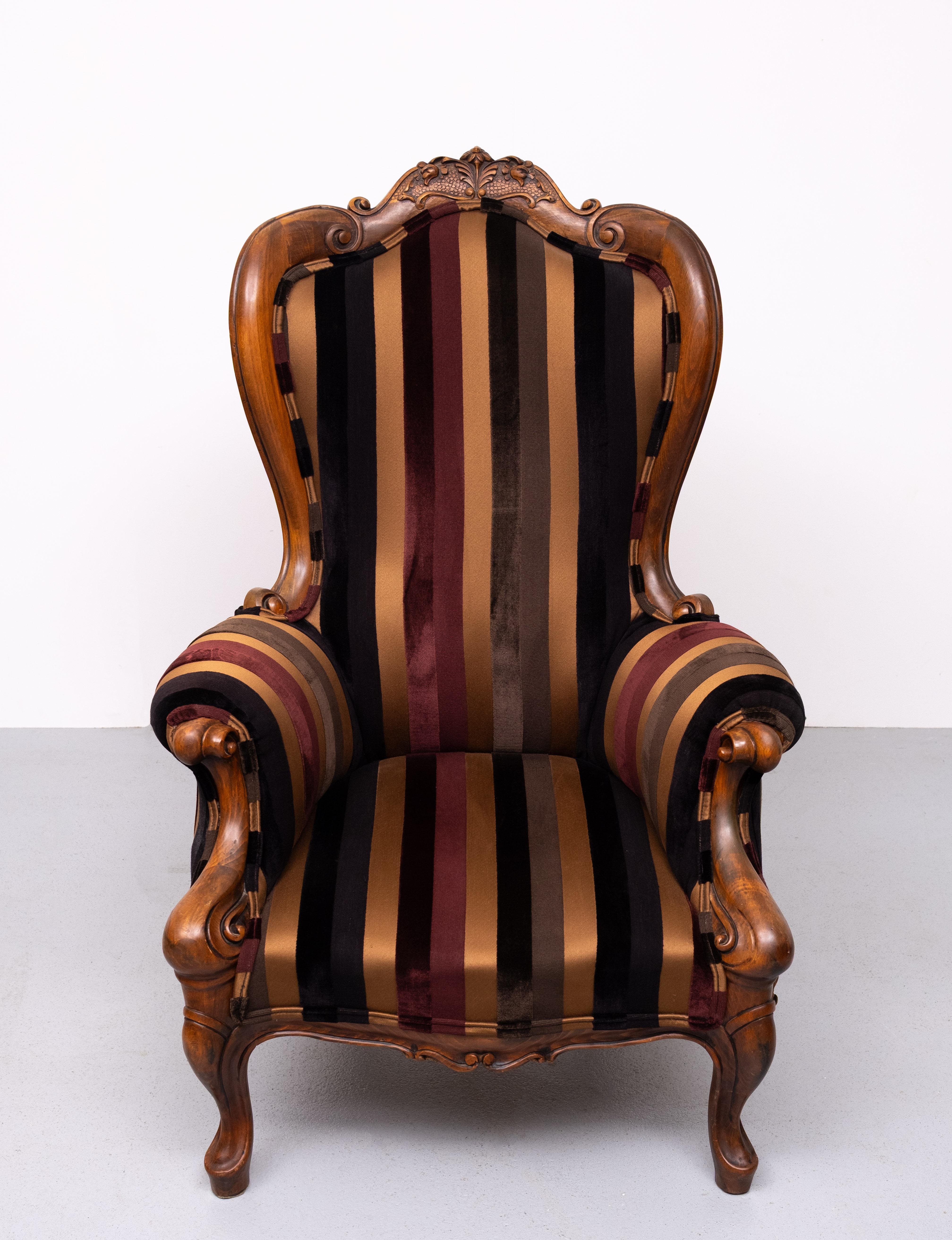 Europeo Sedia antica con rivestimento in tessuto Paul Smith  1880s in vendita