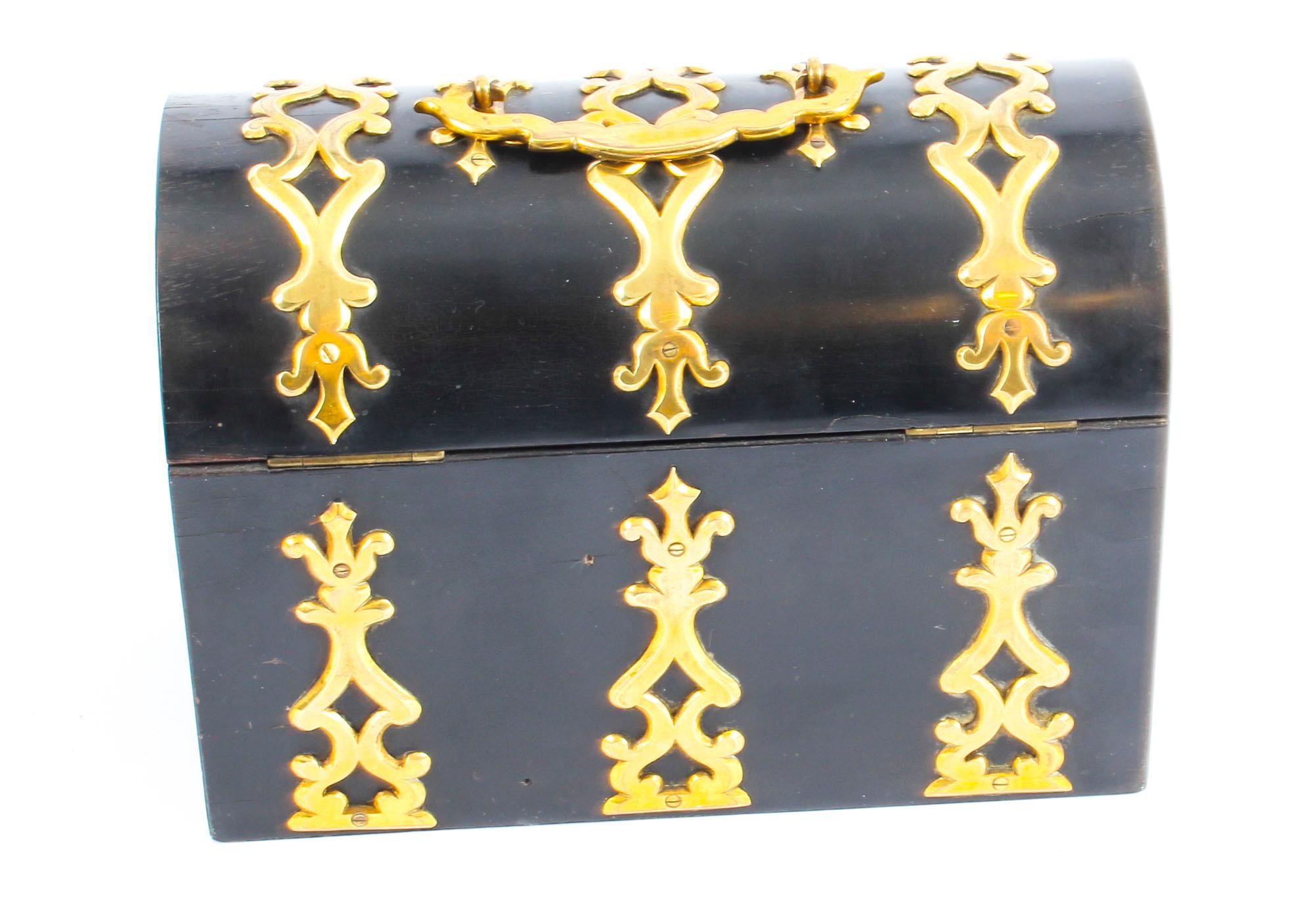 Antique Ebonised and Brass Stationary Casket Howell James & Co. 19th Century In Good Condition In London, GB