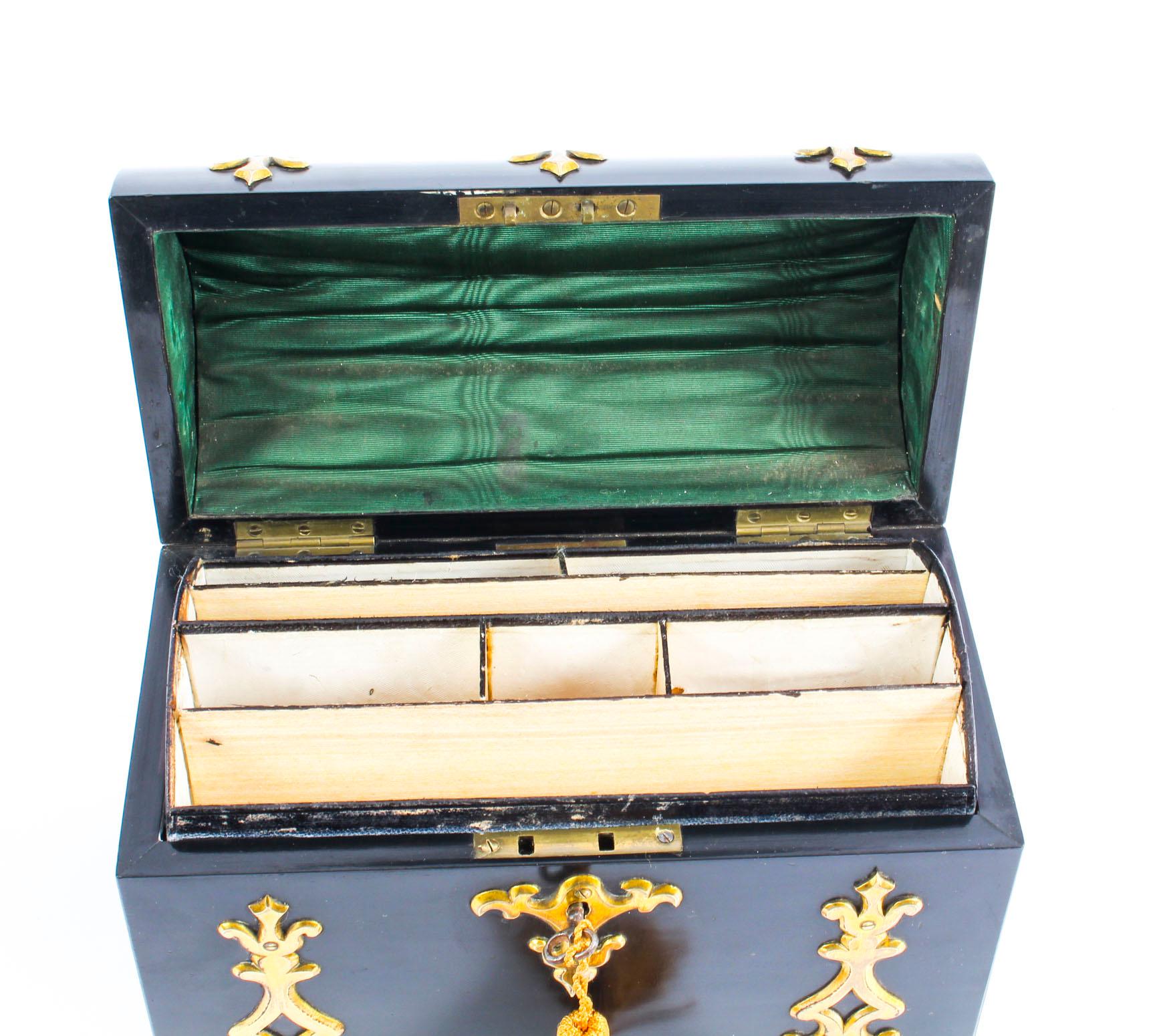 Mid-19th Century Antique Ebonised and Brass Stationary Casket Howell James & Co. 19th Century