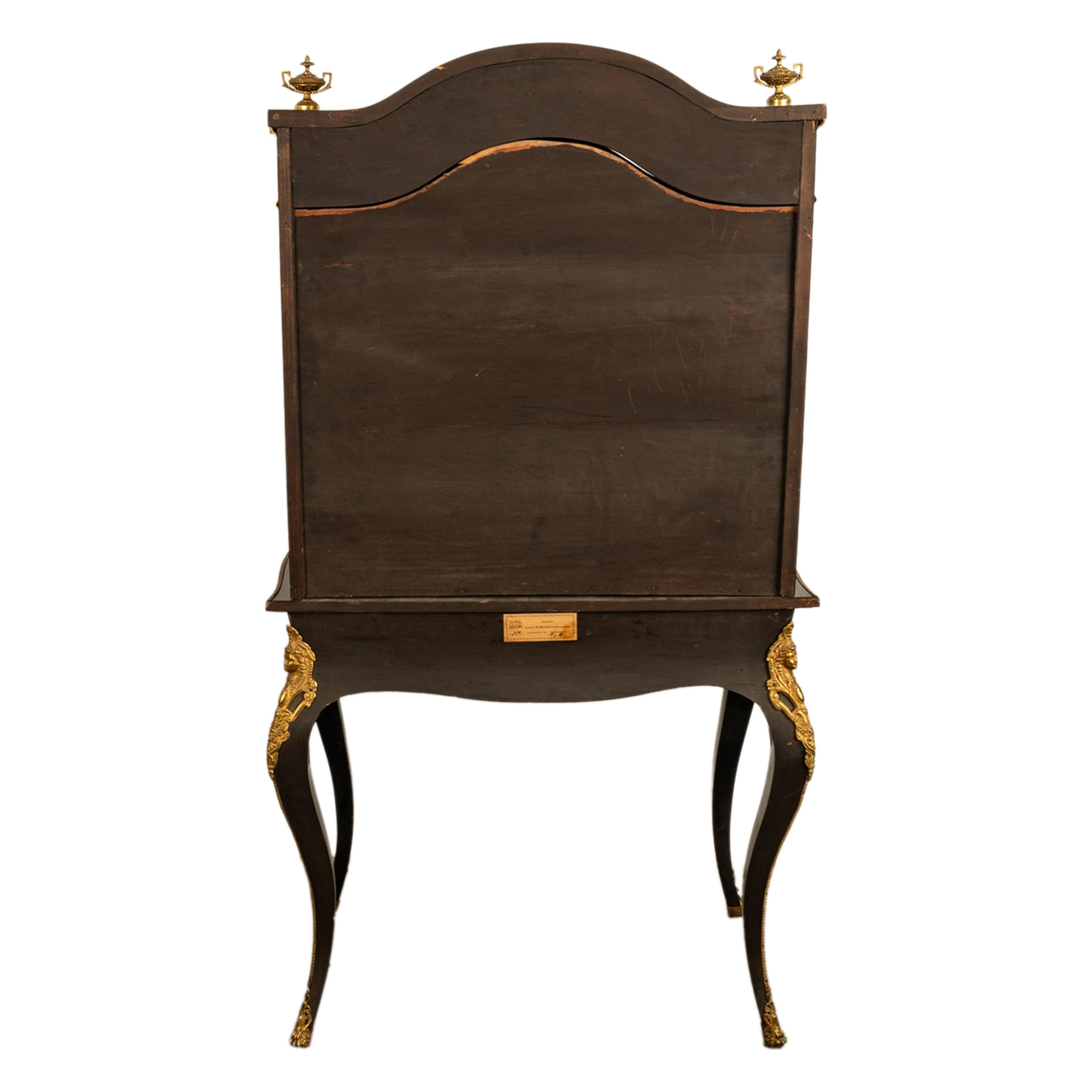 Antique Ebonised Boulle Ormolu Desk Cabinet Bonheur du Jour Kunst Mobel Denmark For Sale 7
