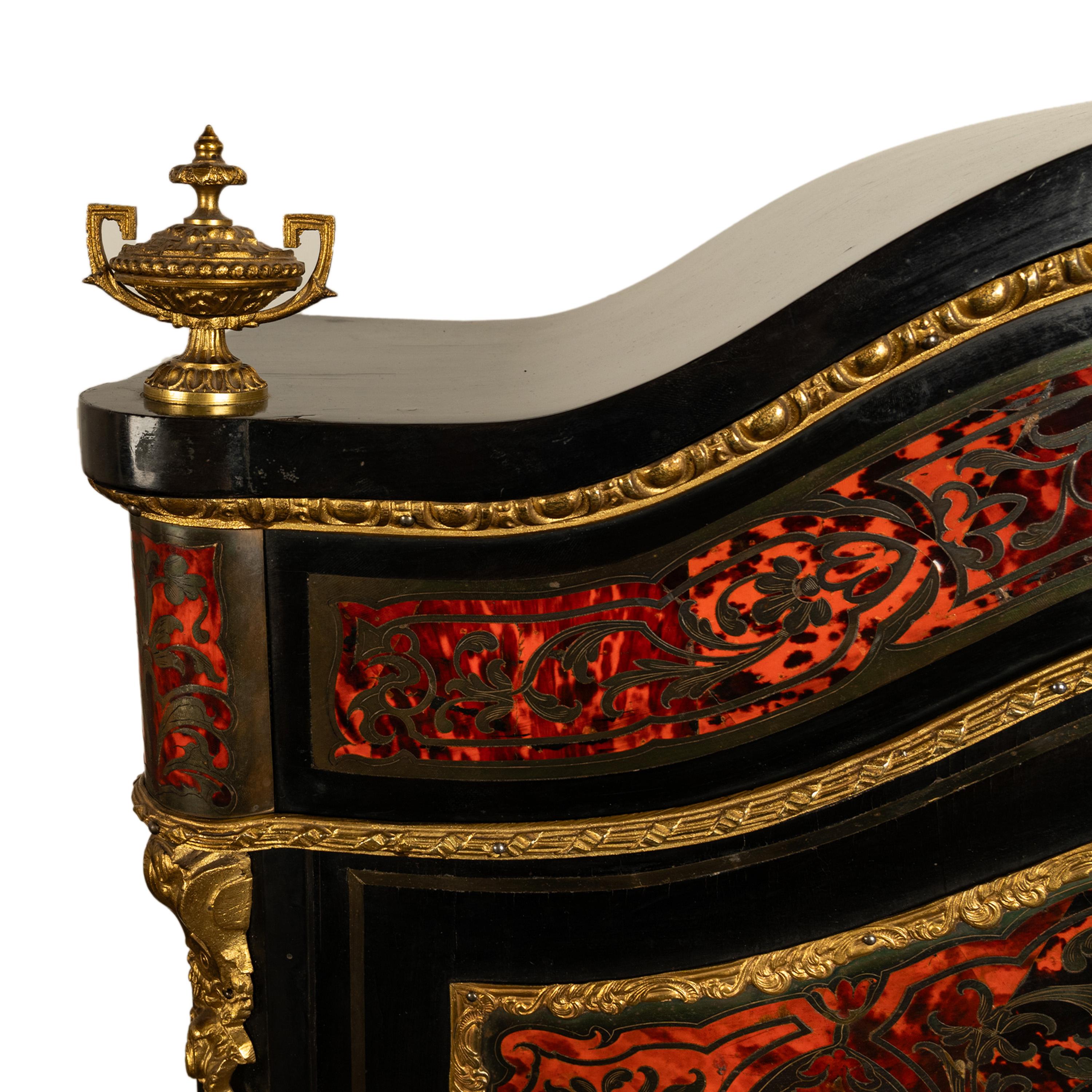 Antique Ebonised Boulle Ormolu Desk Cabinet Bonheur du Jour Kunst Mobel Denmark For Sale 9