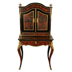 Antique Ebonised Boulle Ormolu Desk Cabinet Bonheur du Jour Kunst Mobel Denmark