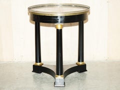 Antique Ebonized Louis XVI Gilt Bronze Corinthian Pillar Gueridon Marble Table