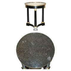 Used Ebonized Louis XVI Gilt Bronze Corinthian Pillar Gueridon Marble Table
