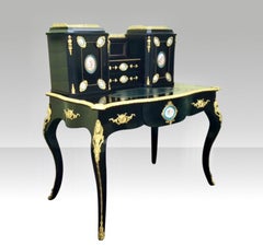 Antique Ebonised Ormolu Mounted Bon-Heur Du Jour Desk
