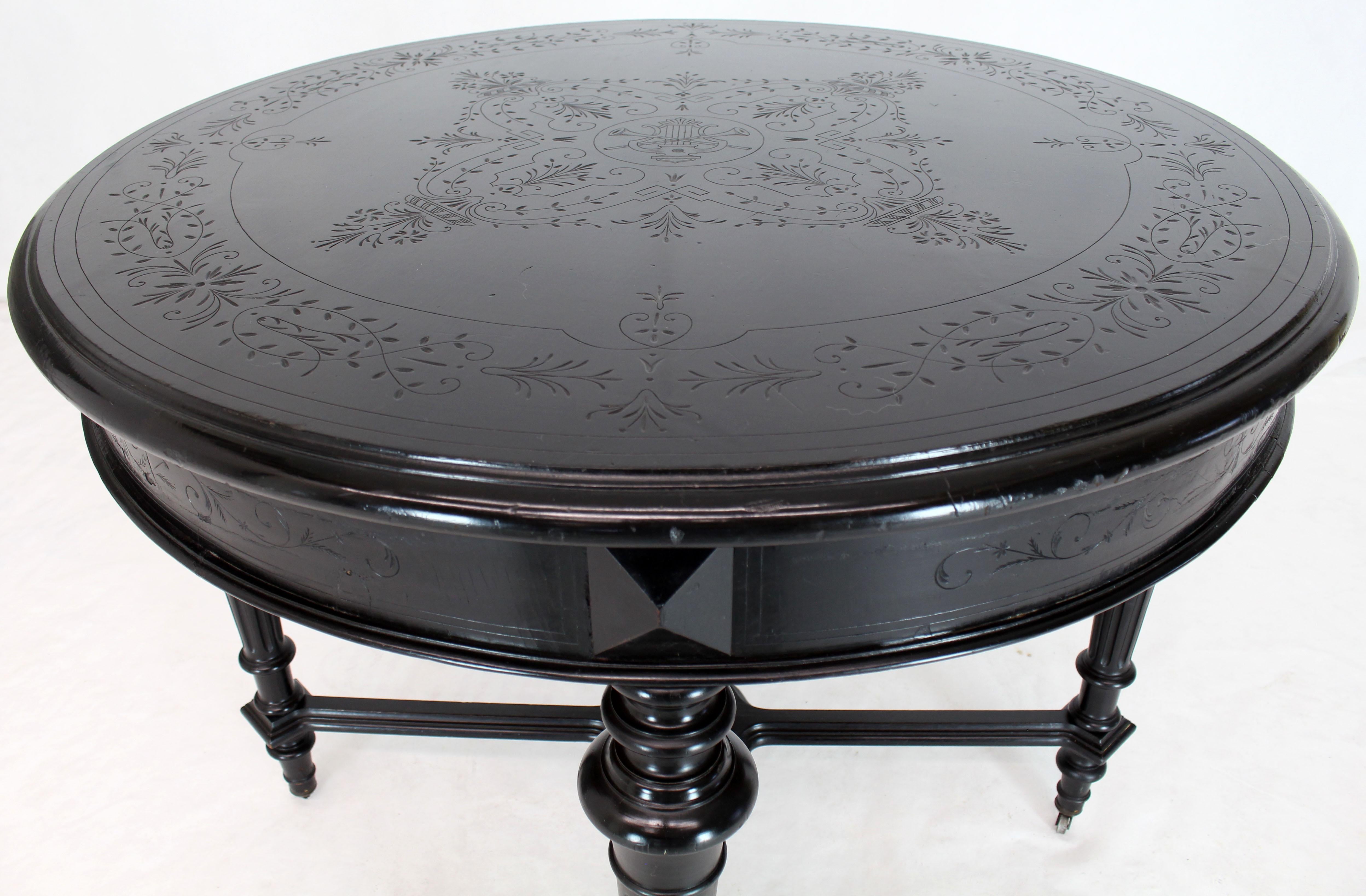 Late Victorian Antique Ebonised Round Centre Game Card Table Victorian East Lake 1880s