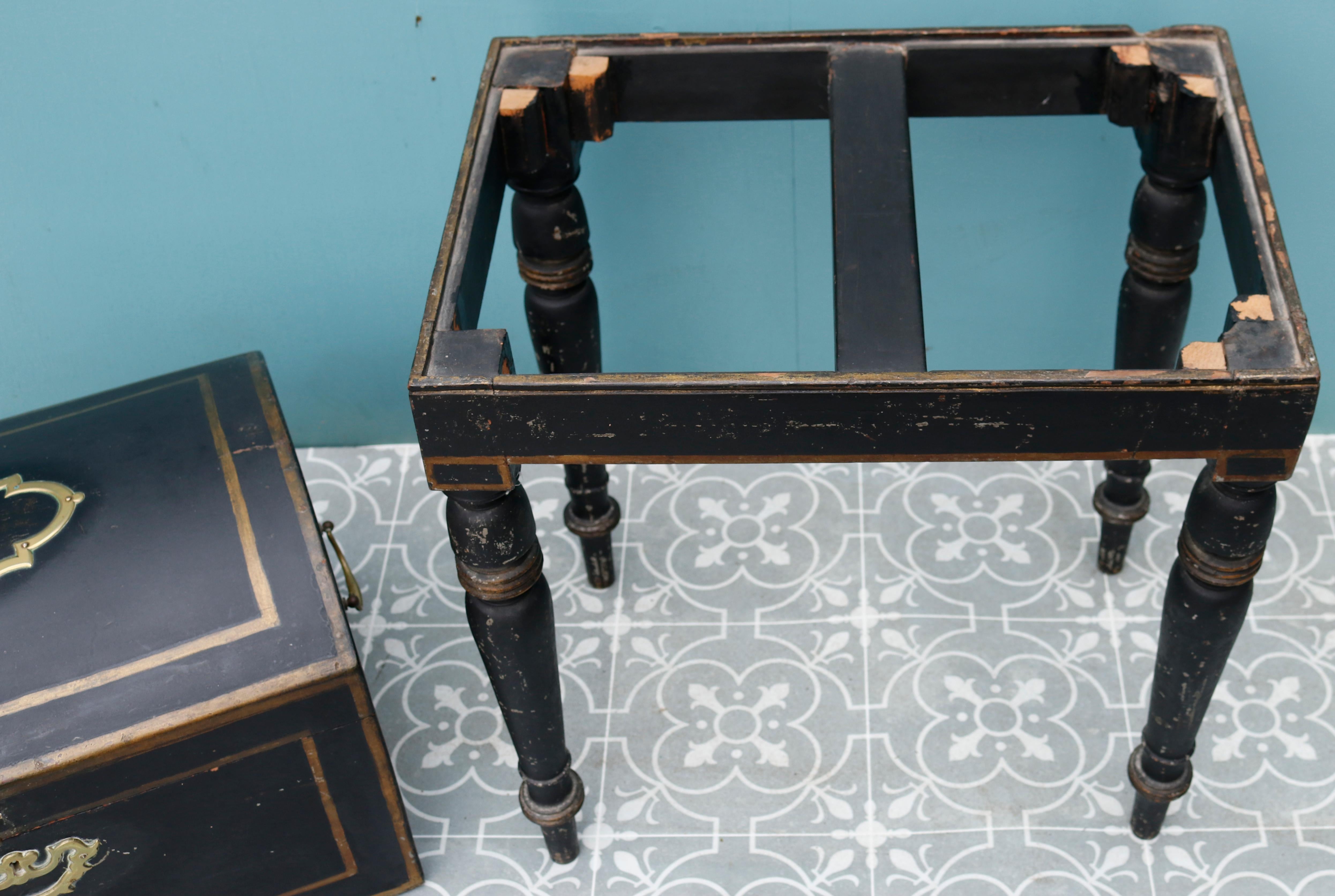 Antique Ebonised Trunk on Stand For Sale 3