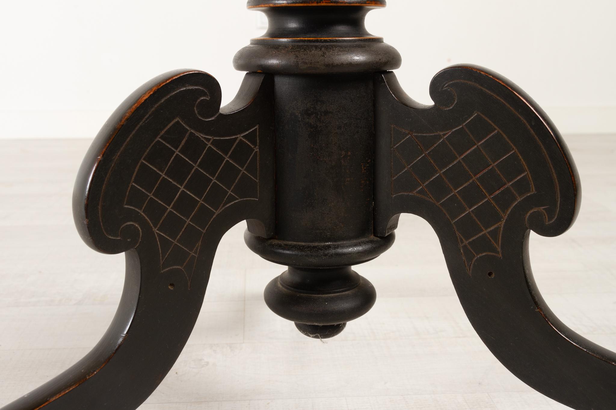 Antique Ebonized and Laquered Side Table, Late 1800s 5
