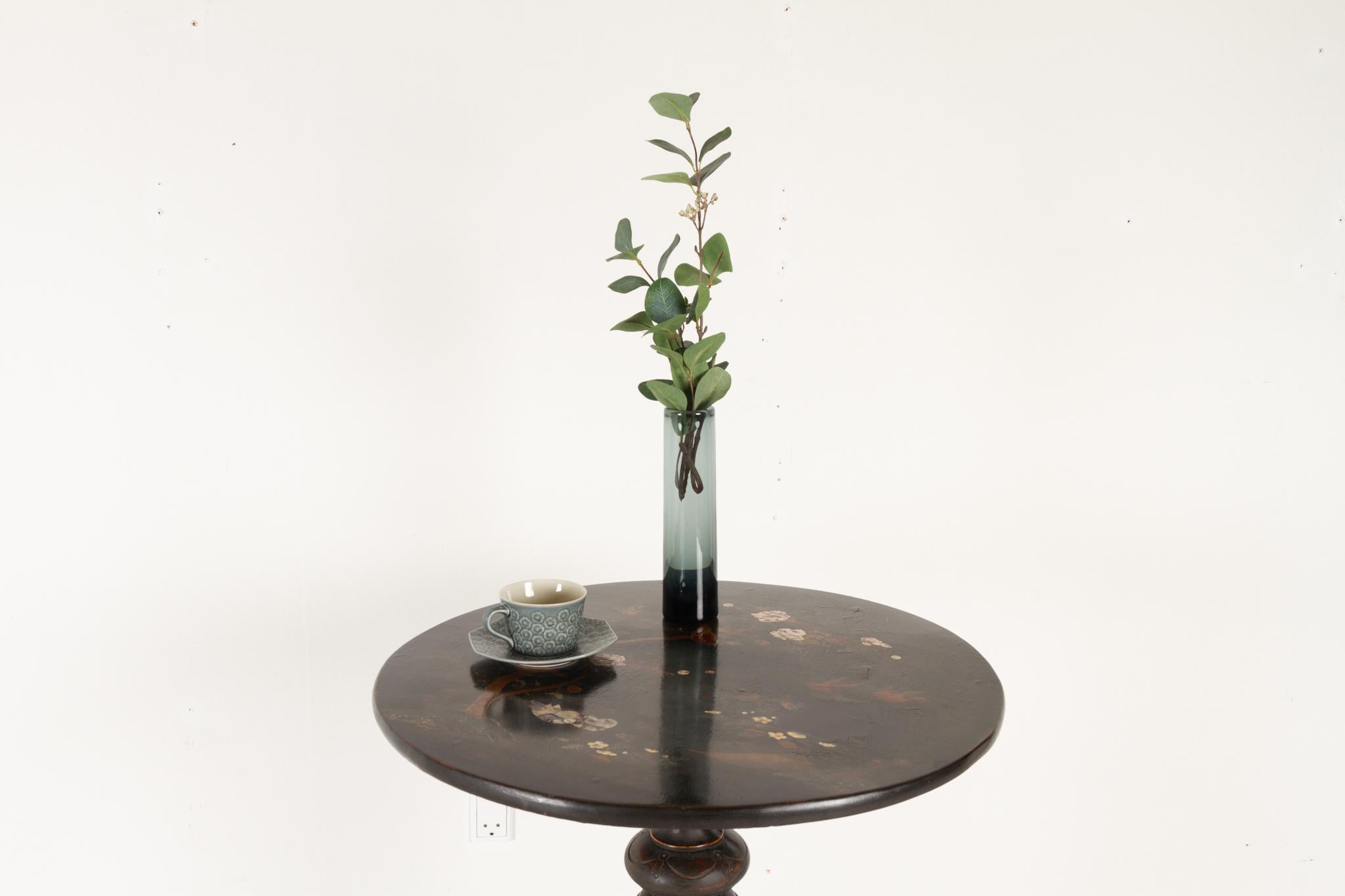 Antique Ebonized and Laquered Side Table, Late 1800s 7