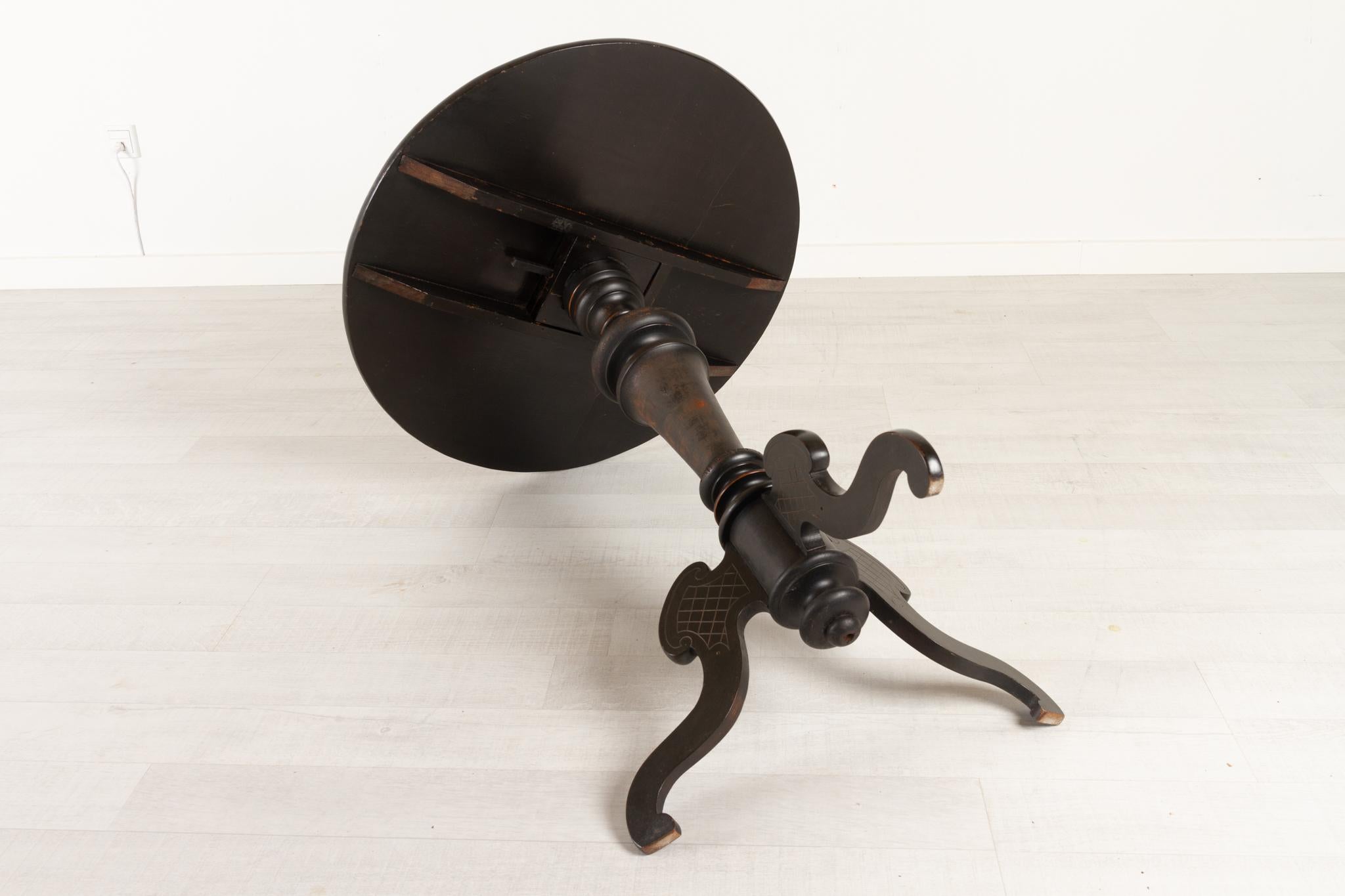 Antique Ebonized and Laquered Side Table, Late 1800s 11
