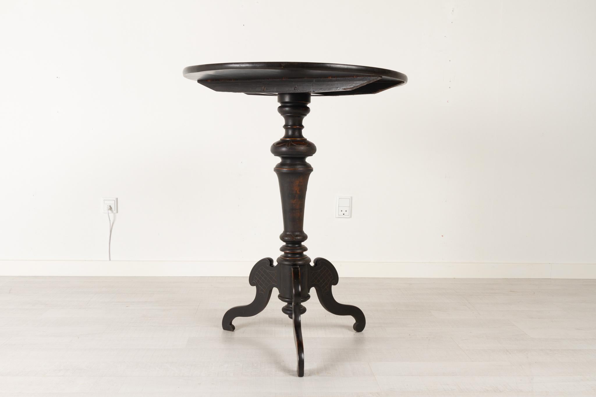 Unknown Antique Ebonized and Laquered Side Table, Late 1800s