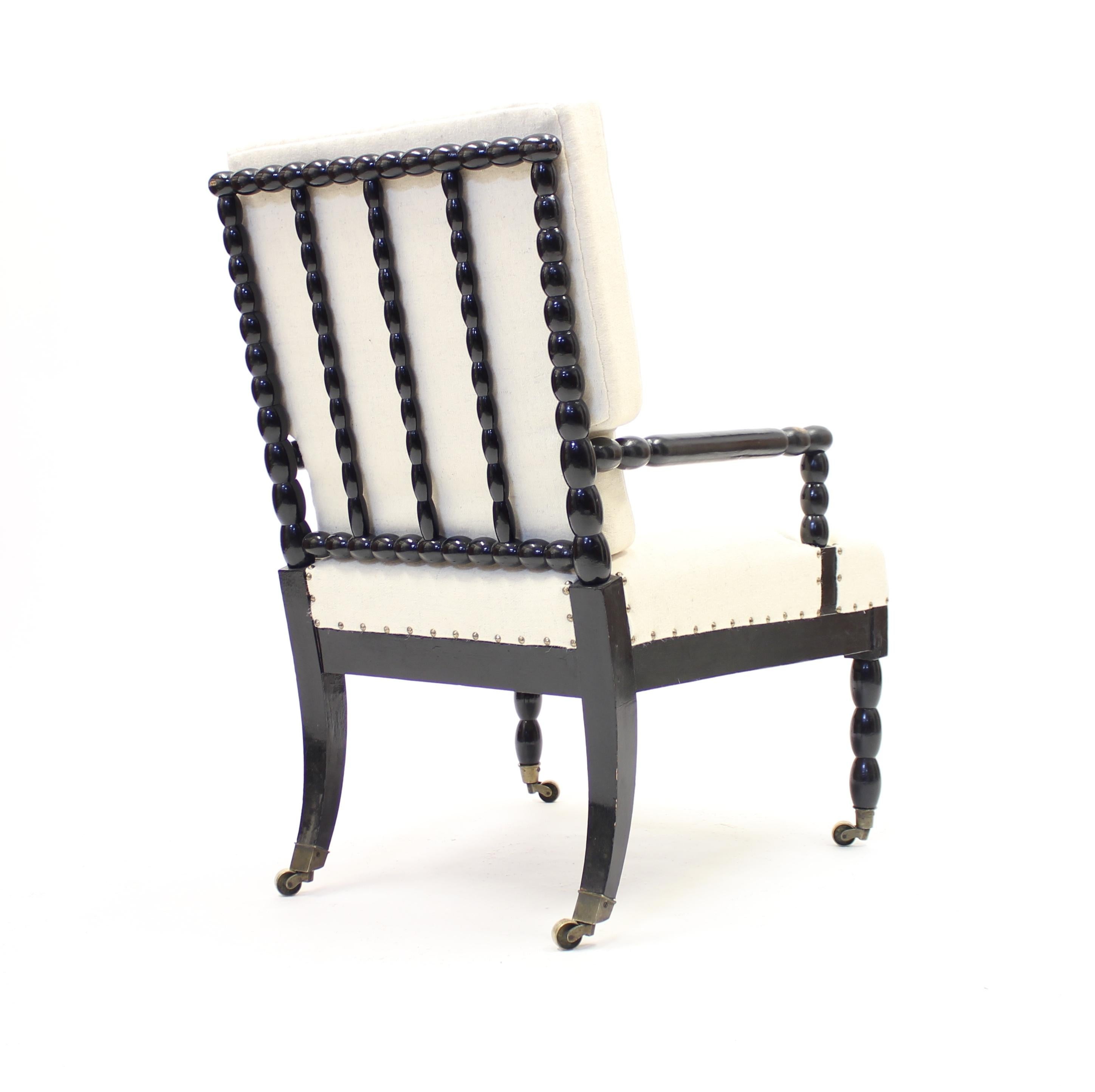 Antique Ebonized Bobbin Turned Chair, ca 1900 1