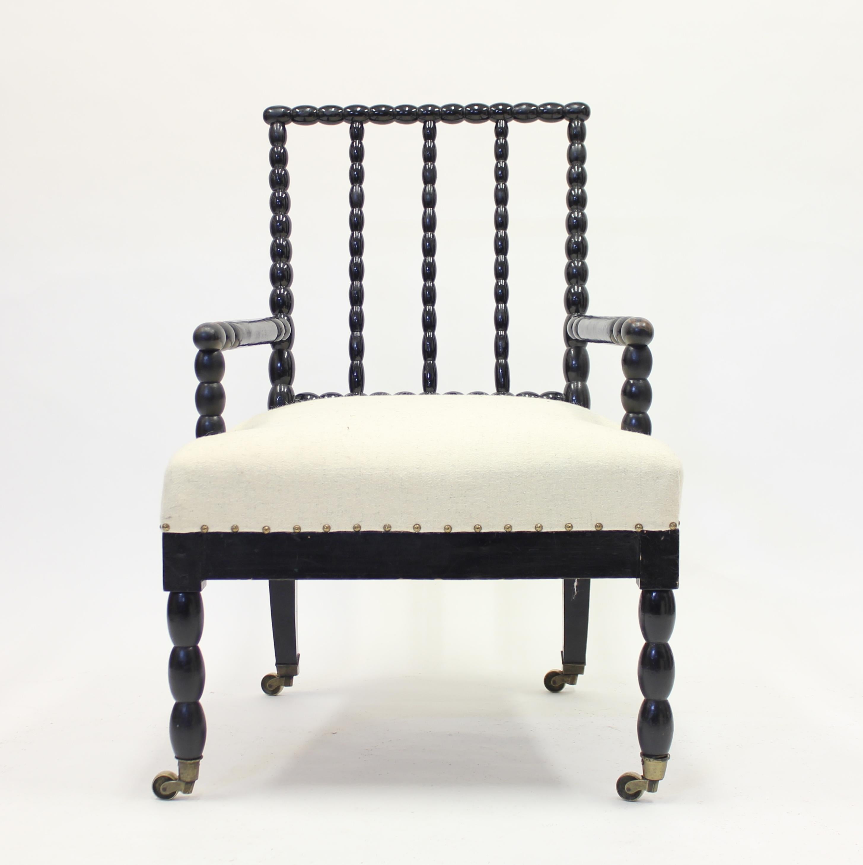 Arts and Crafts Antique Ebonized Bobbin Turned Chair, ca 1900